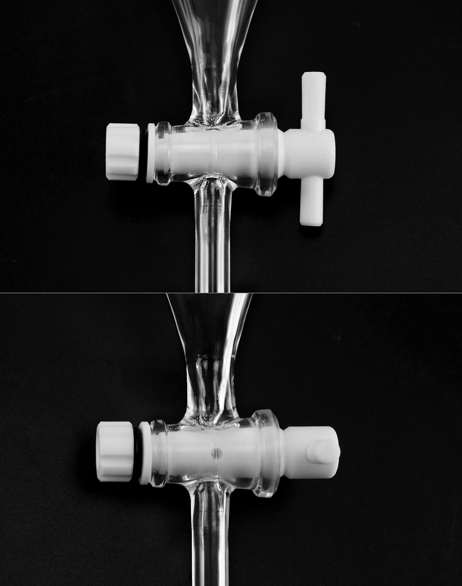 QWORK 1000ml Glass Separating Funnel with 24/29 Joints & PTFE Stopcock - Lab Grade Chemistry Equipment for Liquid Extraction, Distillation & Solvent Separation