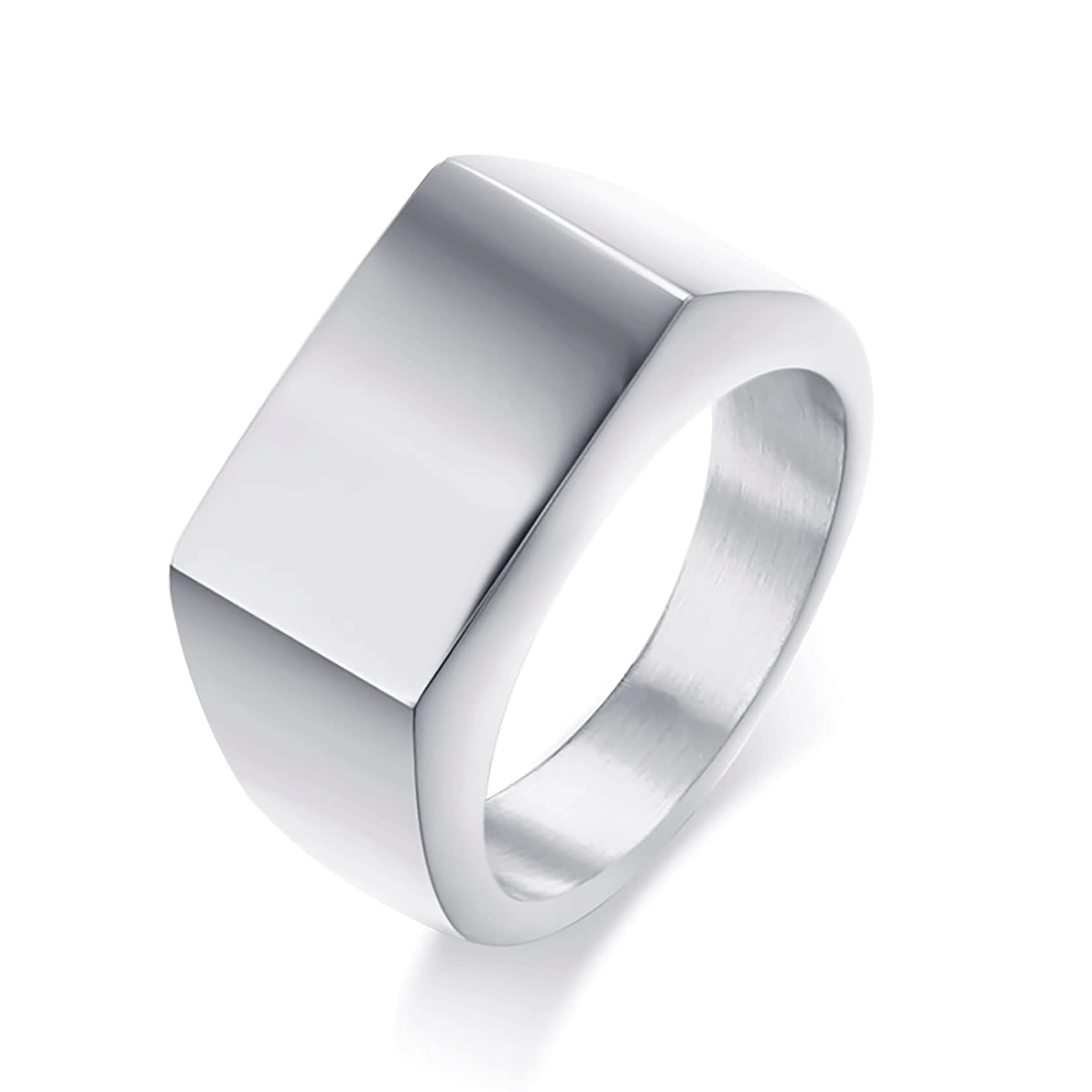 VQYSKO Signet Rings for Men & Women - Solid Polished Stainless Steel Biker Ring - Perfect Gift for Dad, Boyfriend & Husband - Silver, Gold & Black Colors - Sizes 4-15 - Ideal for Weddings, Parties & Everyday Fashion Accessories