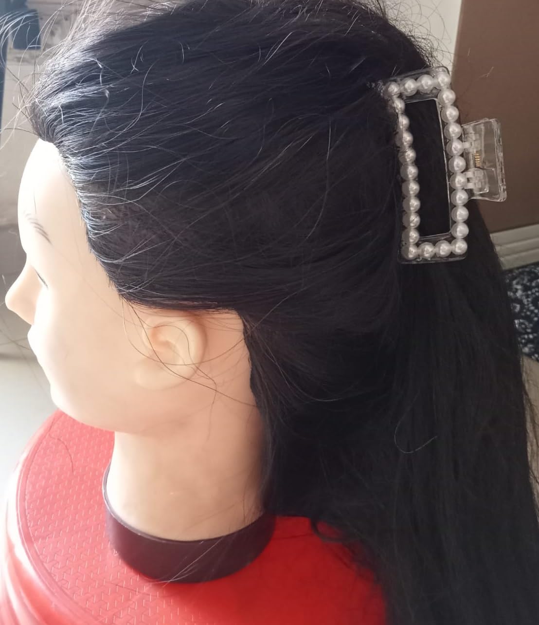 THE GLAM NIYATI Metal Hair Claw Clip with Pearl - Rectangular Hair Clips for Women (Pack of 2) | Fashion Hair Accessories for Updos, Ponytails & Everyday Styling