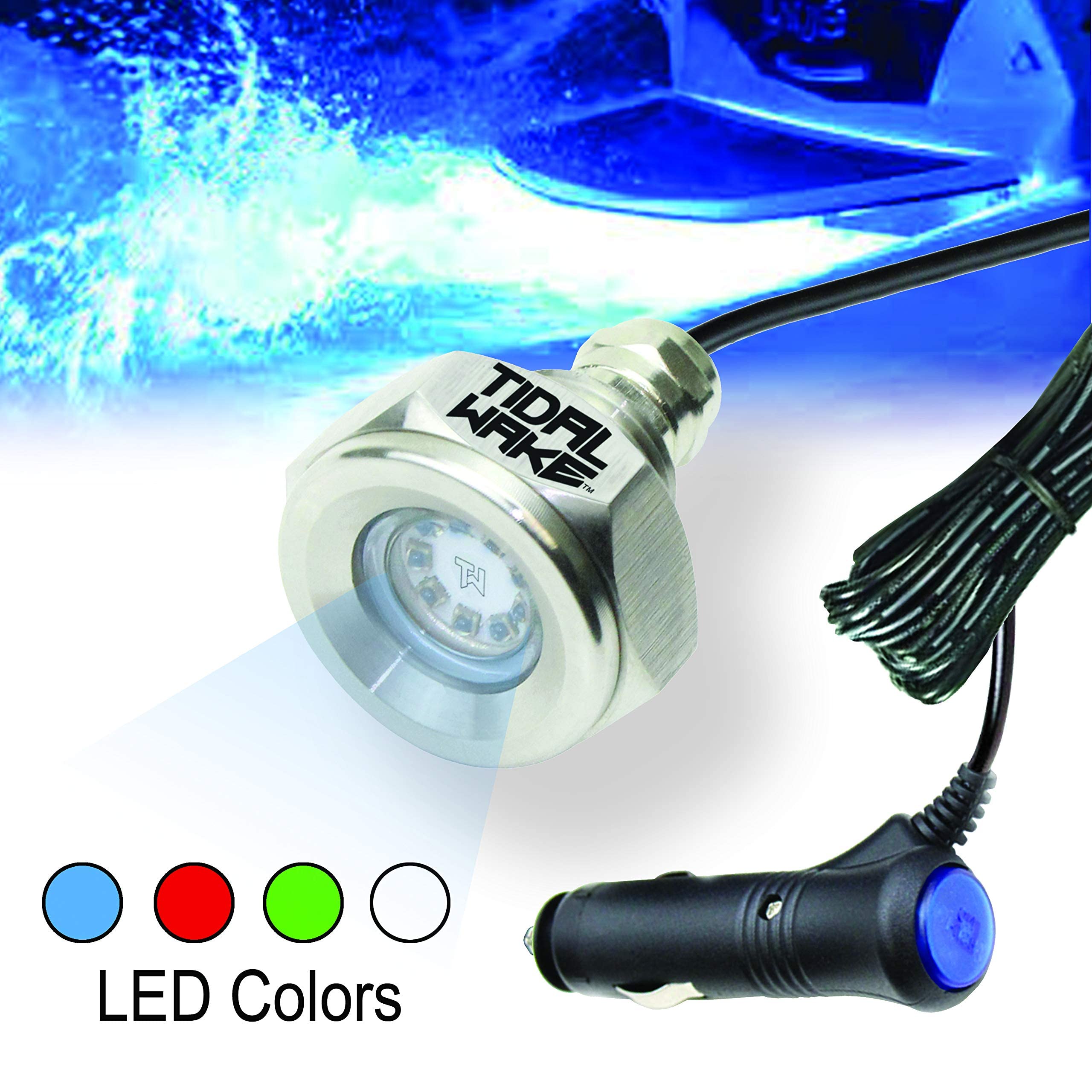 Tidal Wake Plug N' Play Underwater LED Boat Drain Plug Light - Easy Installation, No Wiring or Drilling Required - Ultra-Bright Underwater Lighting for Boats - Perfect for Night Fishing, Party Cruises & Water Sports - 3 Year Warranty