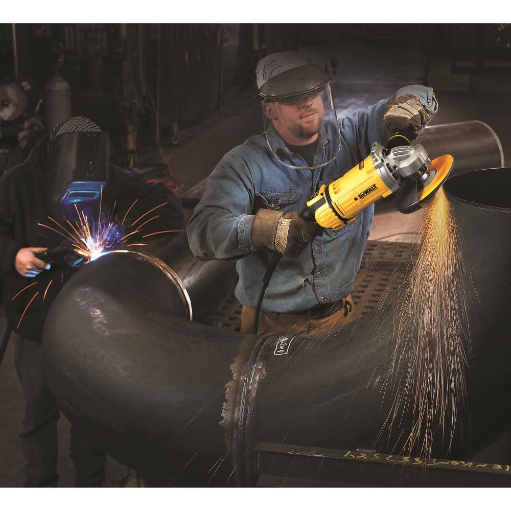 DEWALT 9-Inch Angle Grinder, 4.9HP 6500 RPM with Dust Ejection System - Corded Power Tool (DWE4599N) for Metal Cutting, Grinding & Concrete Work