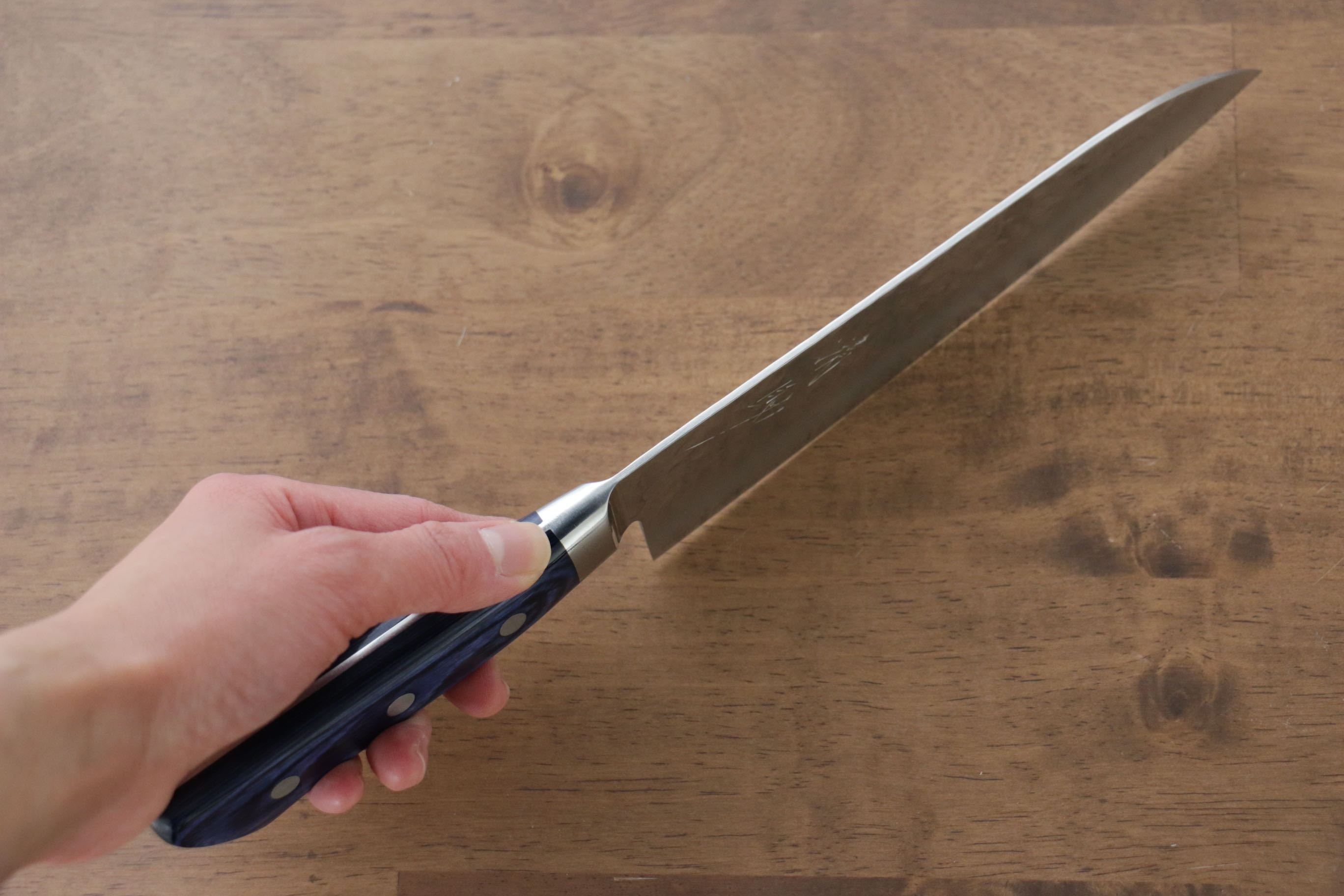 Premium Seisuke Seiun VG10 33-Layer Damascus Santoku Knife 180mm with Blue Pakka Wood Handle - Perfect for Slicing, Dicing & Chopping Vegetables, Meat & Fish - Ideal for Home Chefs & Professional Kitchens