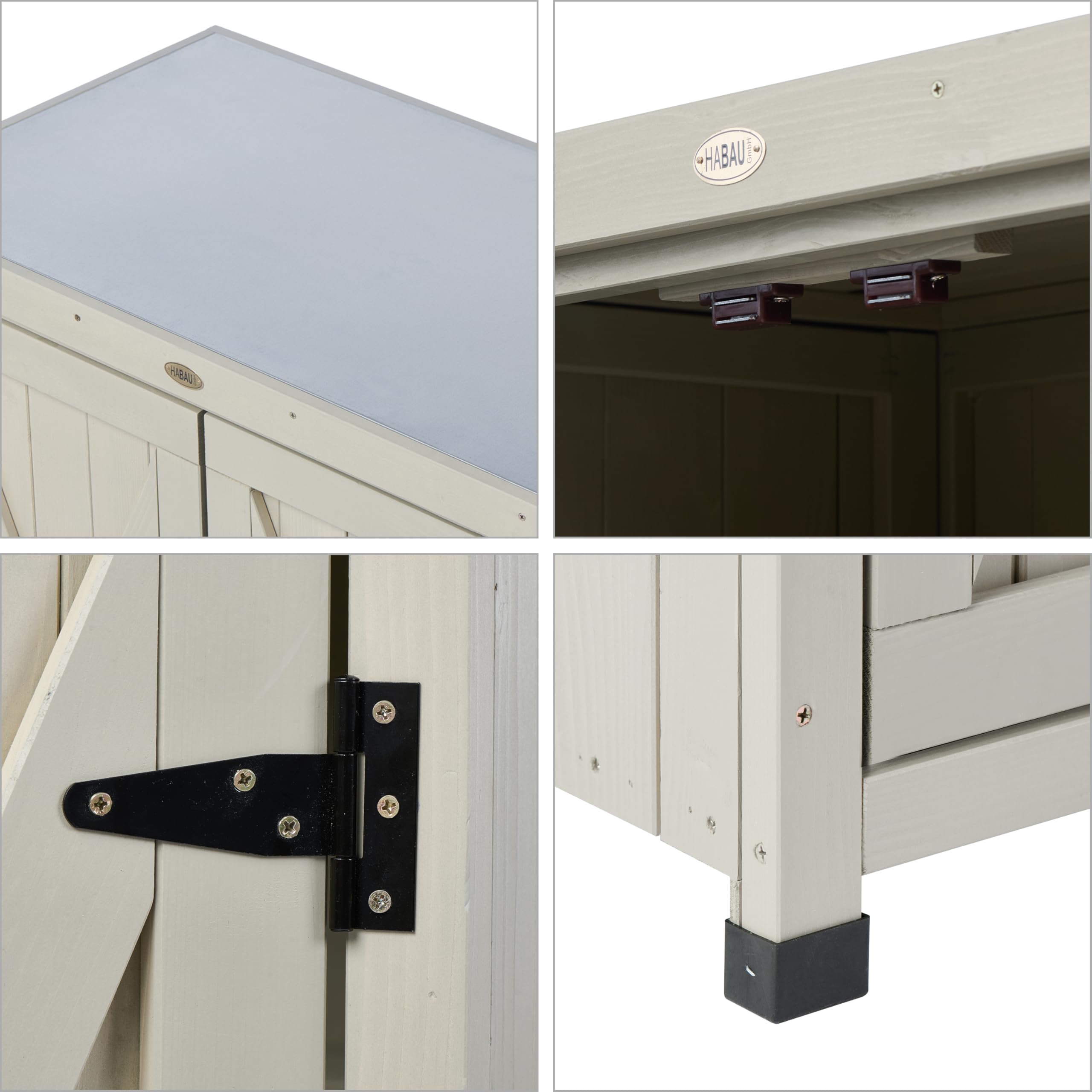 Weatherproof Outdoor Storage Cabinet with Shelves & Metal Tabletop - Durable Patio, Garden Workbench & Wooden Potting Table Workstation for Gardening, DIY Projects & Backyard Organization