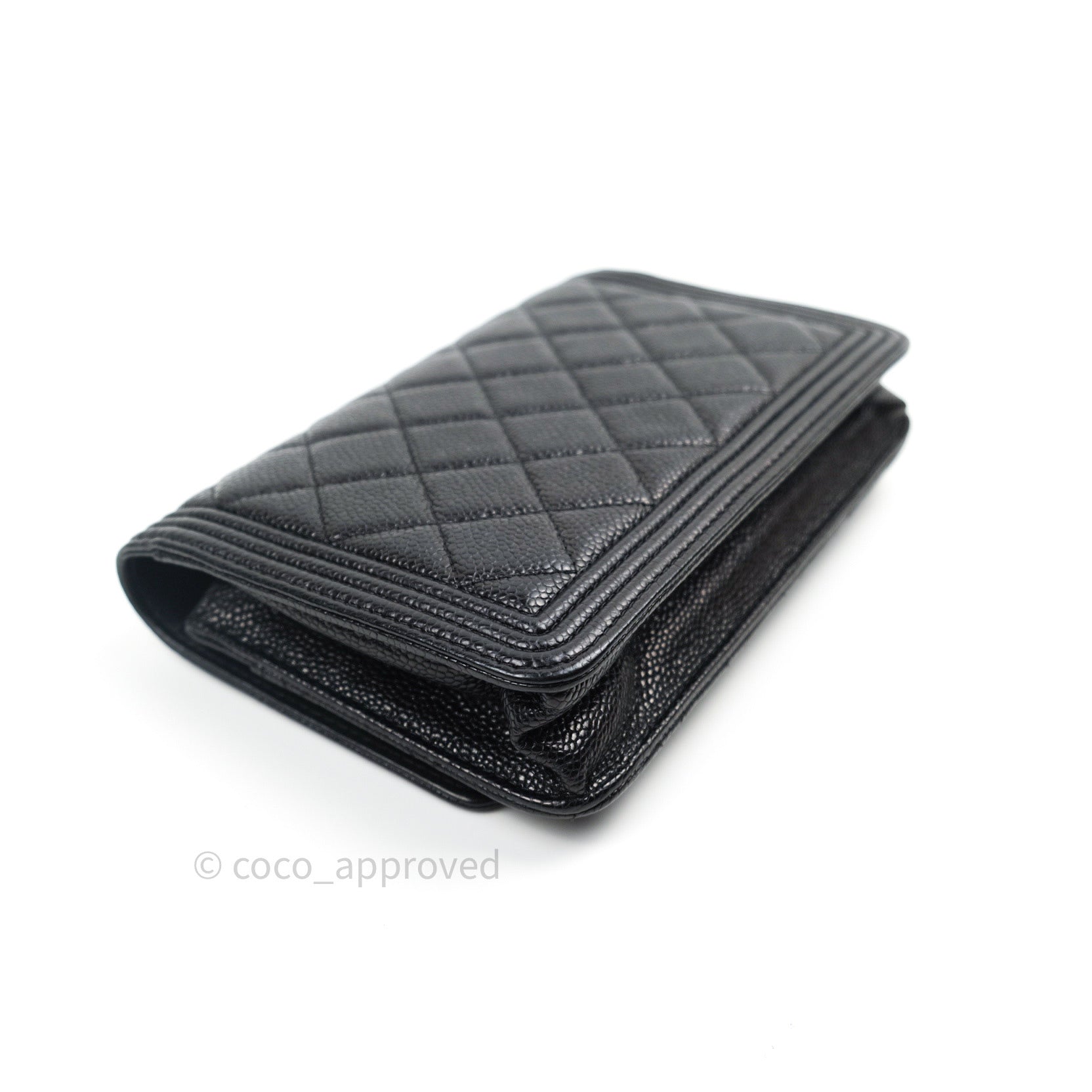 Chanel Boy Wallet on Chain WOC Black Caviar Leather with Gold Hardware - Luxury Crossbody Bag for Women, Perfect for Evening Events & Daily Use