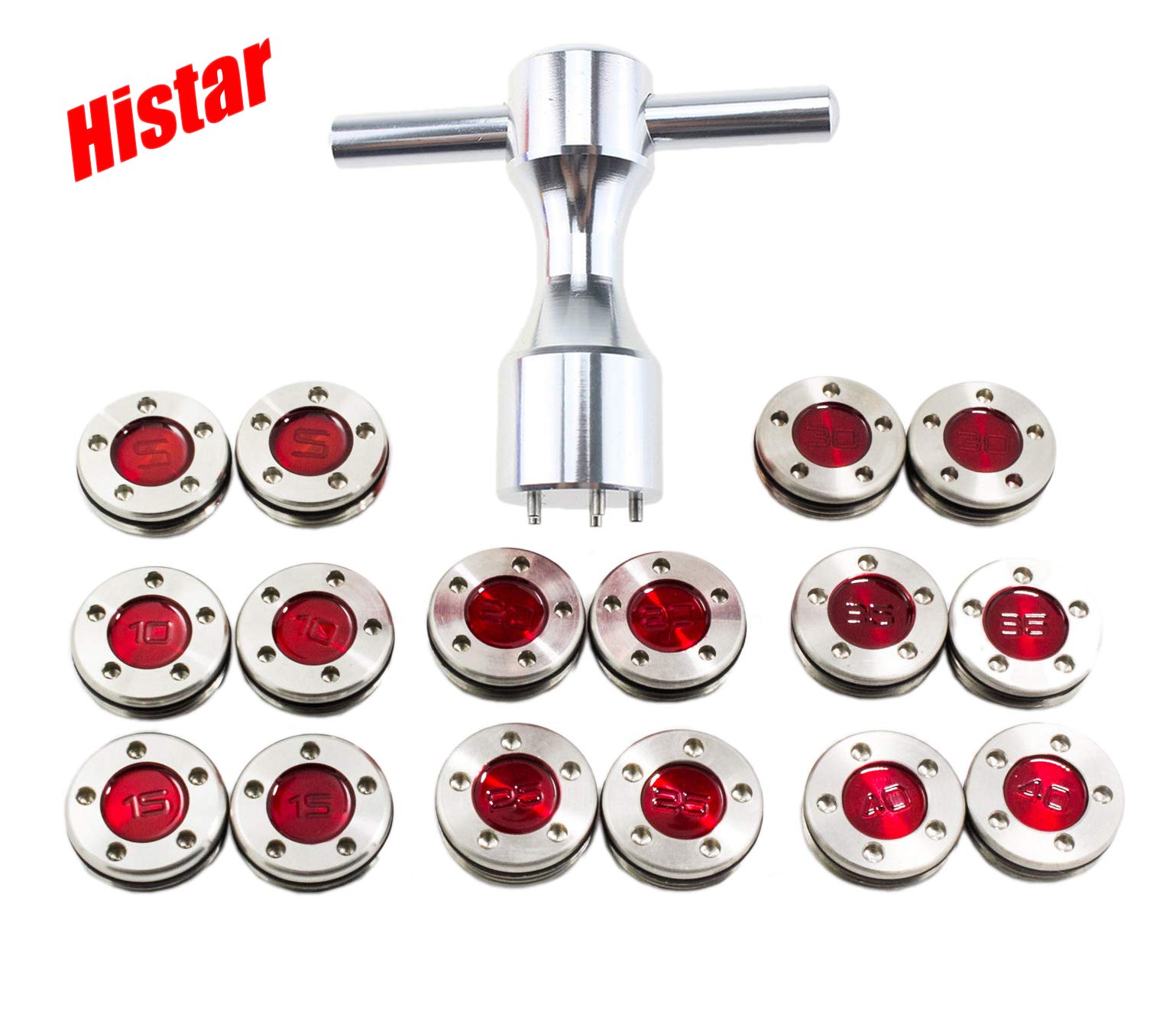 HISTAR 2-Piece Golf Club Weight Kit - Custom Red Weights & Silver Wrench for Titleist Scotty Cameron Putters | Perfect for Swing Adjustment & Putter Customization