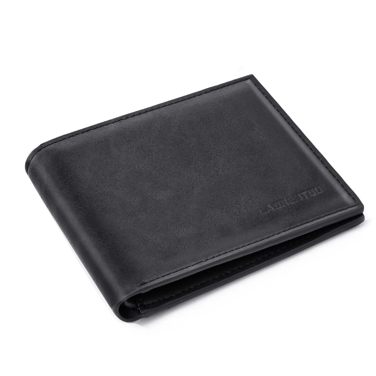 LAORENTOU Genuine Leather Wallets for Men - Slim RFID Blocking Credit Card Holder with Gift Box | Perfect for Everyday Carry, Business & Travel | Ideal Father's Day & Birthday Gift (Black)