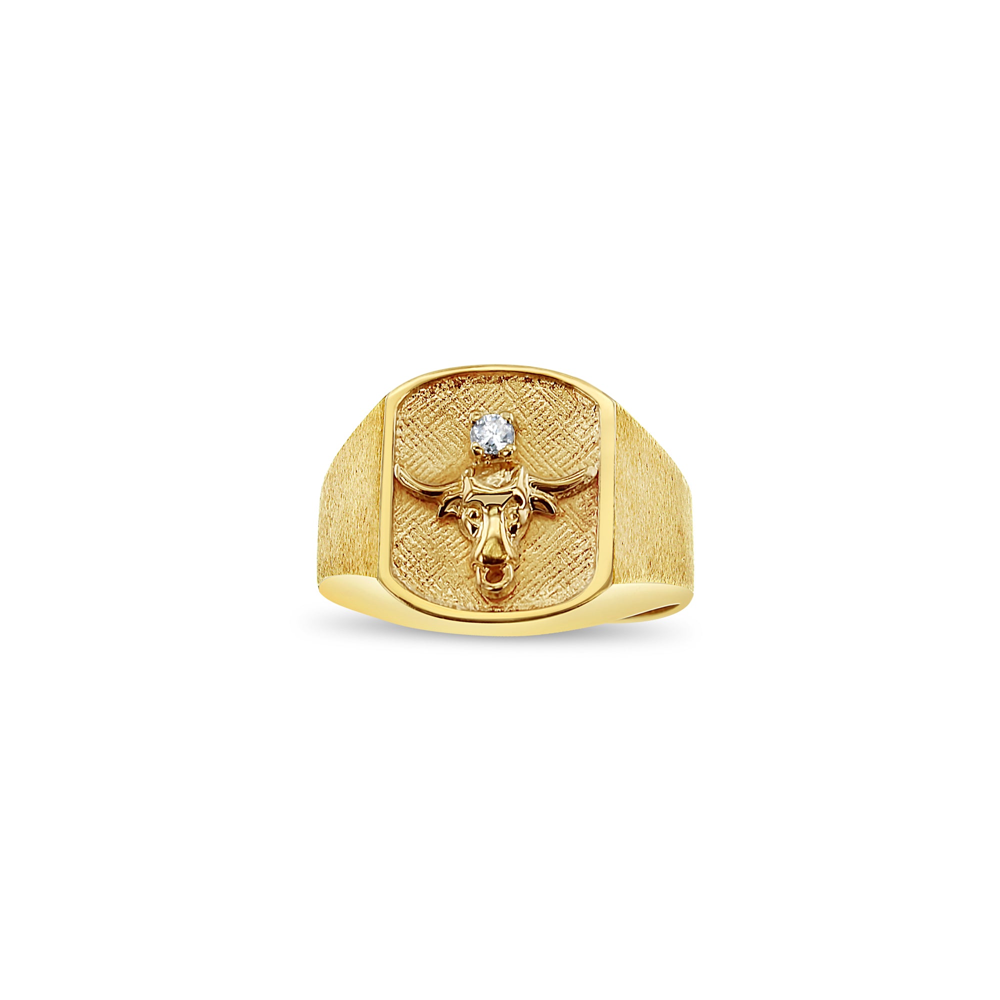 Longhorn Diamond Ring with Brushed Satin Finish - Elegant Western Jewelry for Women | Perfect for Cowgirl Fashion, Texas-Themed Events & Western Weddings