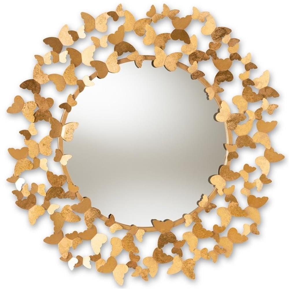 Pemberly Row Gold Decorative Butterfly Wall Mirror - Elegant Home Decor for Living Room, Bedroom, or Entryway