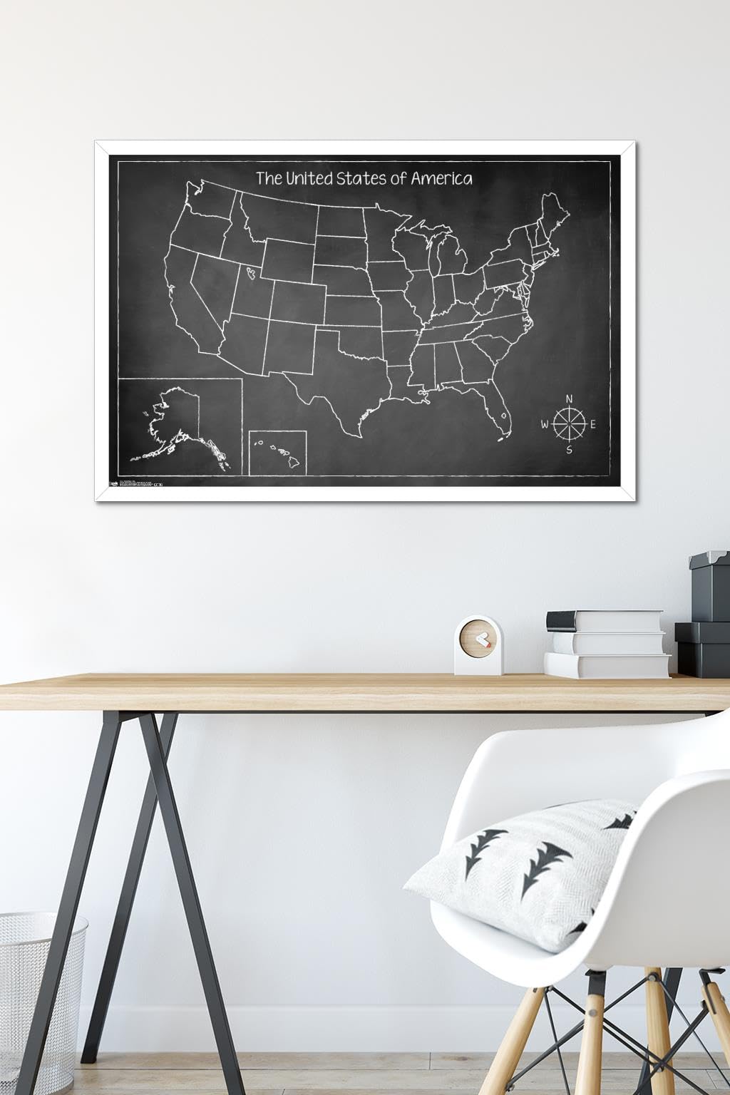 Trends International Chalk Map - USA Wall Poster 22.375