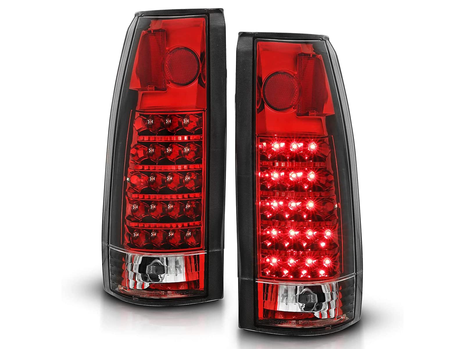1988-1999 Chevy GMC C/K Pickup Truck Tahoe Suburban LED Tail Lights - Clear Red Housing Replacement Pair (Driver & Passenger Side) | Durable Waterproof Design for Off-Road & Night Driving