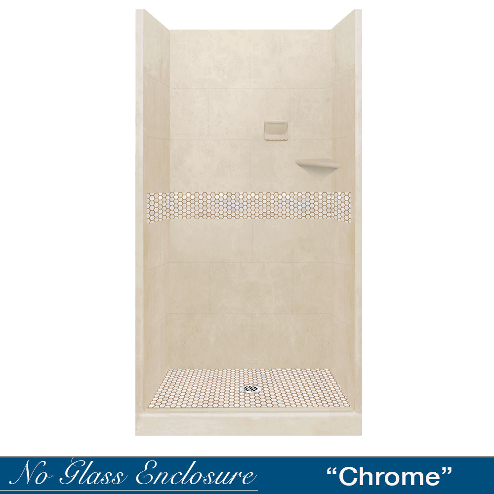 Alcove Desert Sand Sistine Stone & Honey Hex Mosaic Tile Accent - DIY Shower Remodel Kit for Bathroom Wall & Floor Backsplash | Perfect for Home Renovation & Spa Style Decor