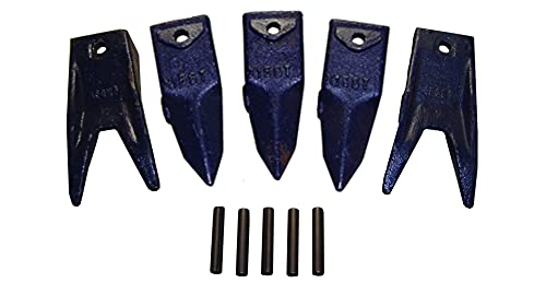 H&L Tooth Company Rock Kit - 3 X156T Single Tiger Teeth & 2 X156WT Bucket Teeth with 5 156LPN Long Pins | Compatible with Hensley Style X156 for Skid Steer Loaders and Mini Excavators | Heavy Duty Construction and Landscaping Equipment Replacement Parts