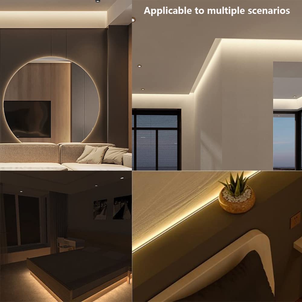 TOPAI 5M COB LED Strip Light 12V 6000K Cool White - Ultra Thin 3mm Flexible Adhesive Tape, 384LEDs/M High Brightness CRI90+ Dimmable Cuttable LED Strips for Home Kitchen Cabinet Lighting, Bedroom Decor, TV Backlight