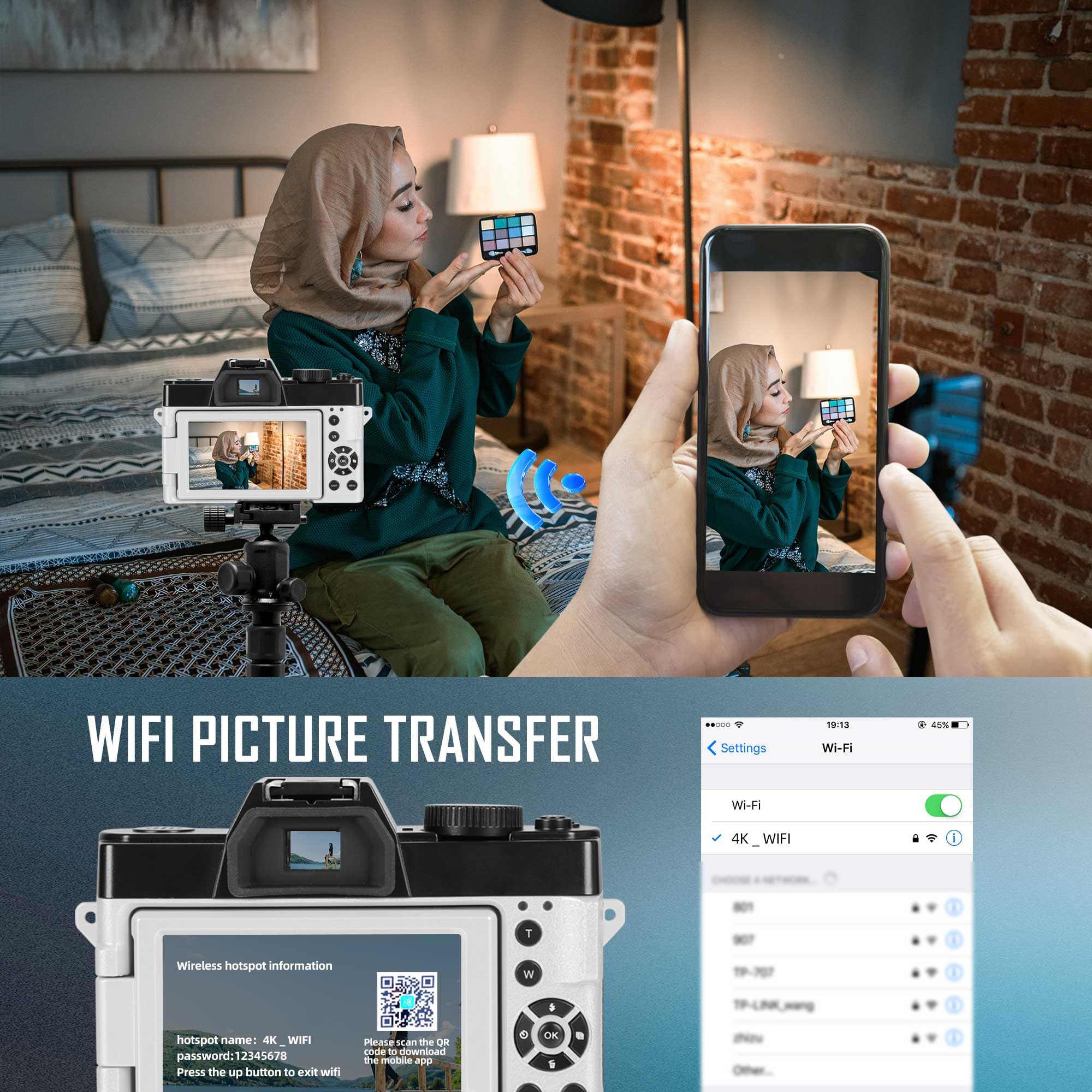 4K 48MP Digital Camera with 180° Flip Screen - Vlogging Camera for YouTube, DSLR Style Photography Camera with 32GB TF Card & 2 Batteries - Perfect for Travel, Blogging, and Content Creation
