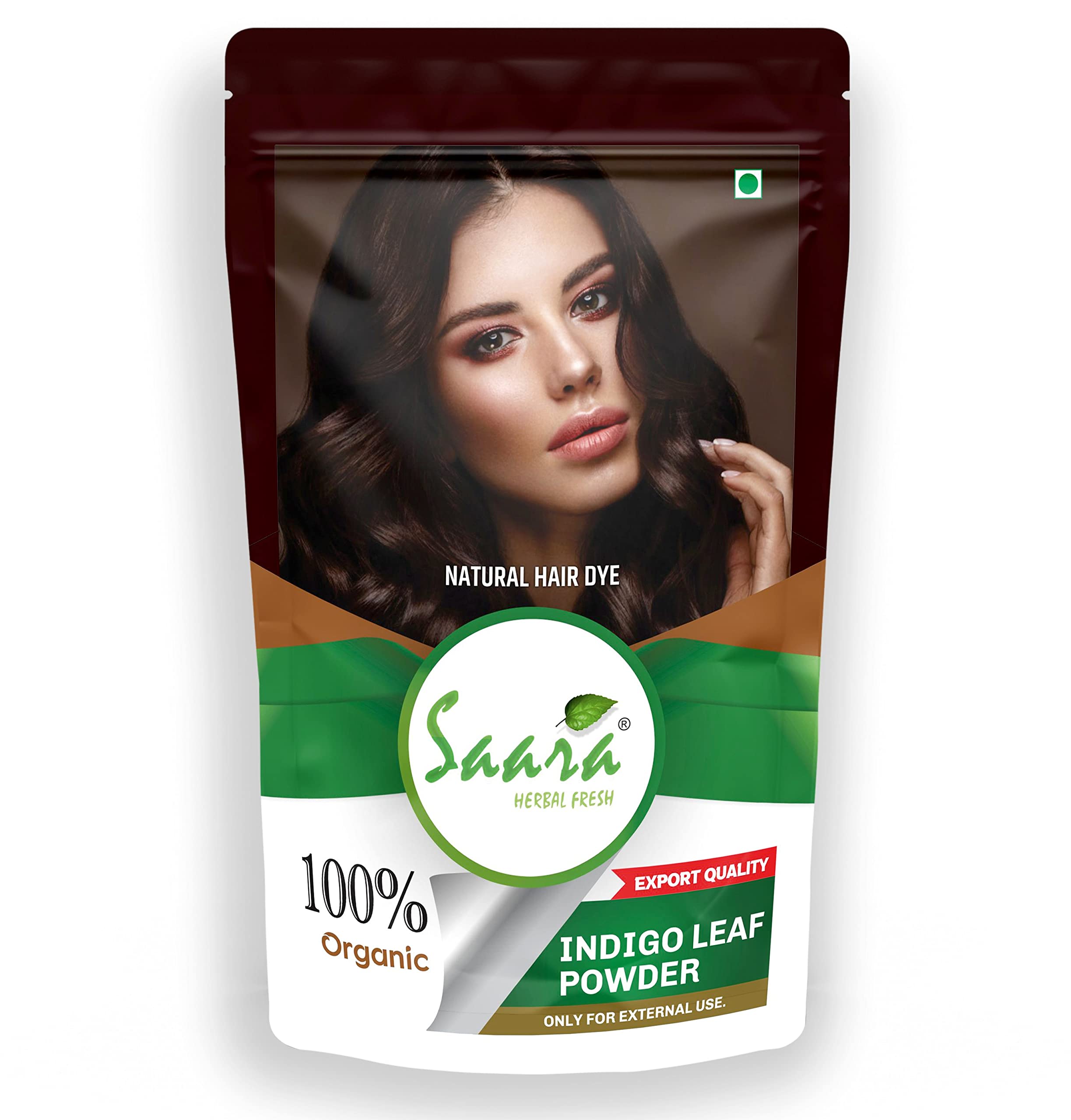 Organic SAARA Indigo Powder for Natural Hair Black Color (200g) - Pure Avuri Leaf Powder, Neela Amari, Neel Patti | Chemical-Free Hair Dye for Gray Coverage & Henna Mixing | Pack of 2 x 100g in Premium Aluminum Foil Packaging
