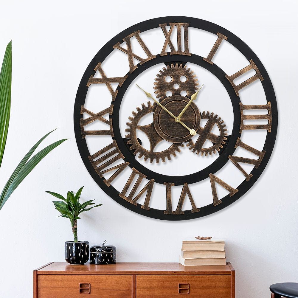 Artiss 80CM Large Wall Clock - Modern Vintage Retro Luxury Metal Home Decor for Living Room, Bedroom & Office