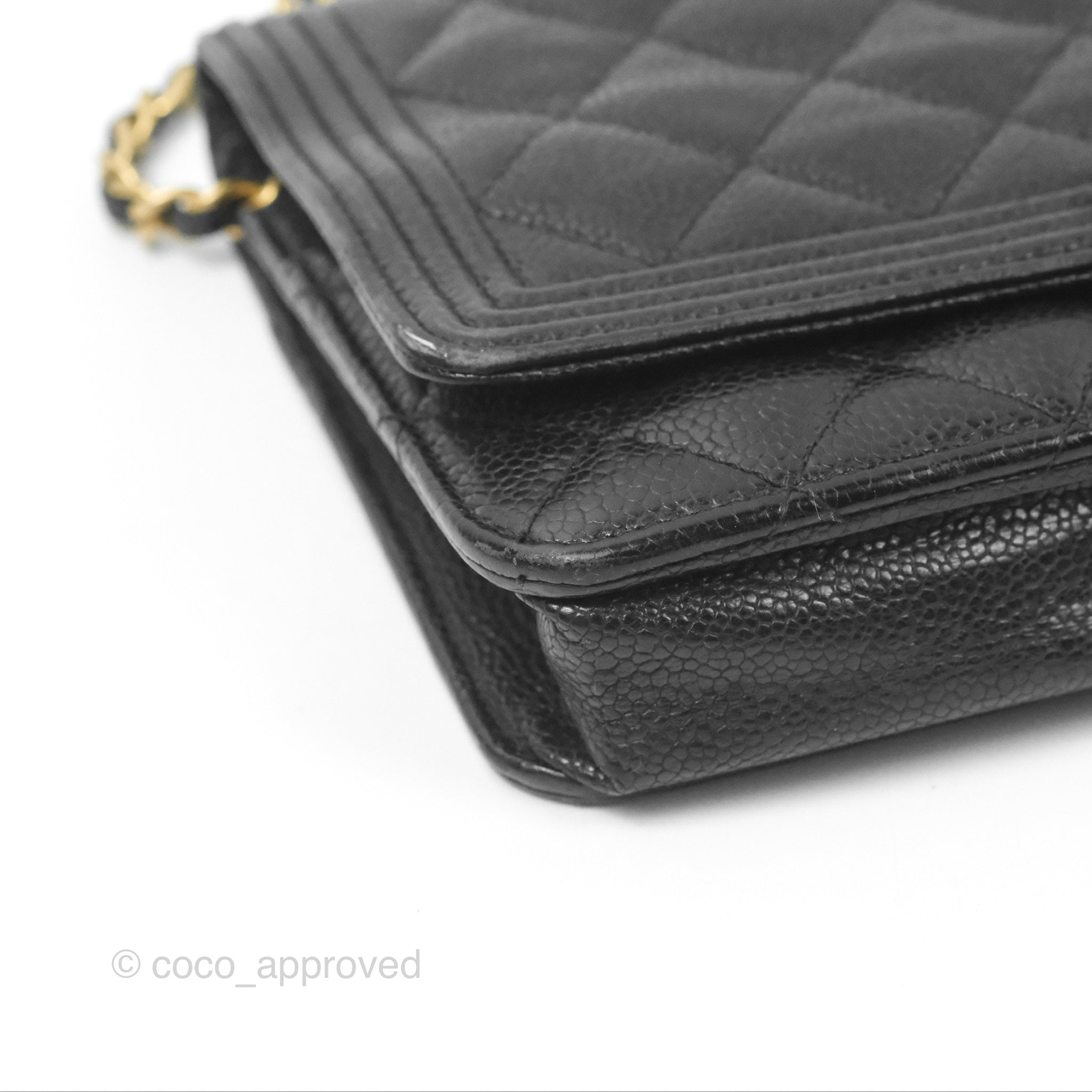 Chanel Boy Wallet on Chain WOC Black Caviar Gold Hardware - Luxury Crossbody Bag for Women, Perfect for Evening Events & Daily Use