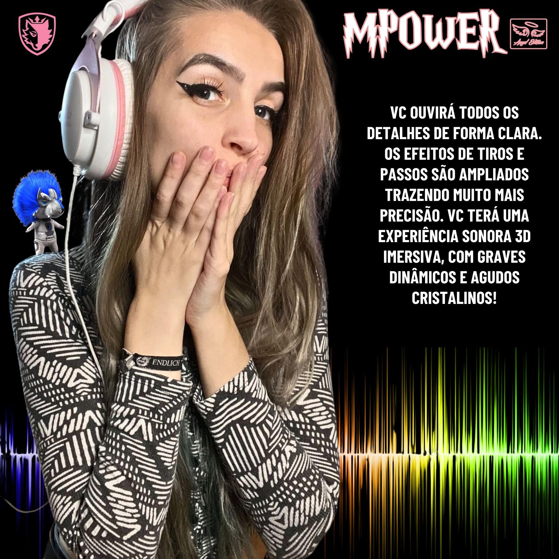 SADES MPOWER Stereo Gaming Headset with Noise Cancelling - Over Ear Headphones with Retractable Mic for PS4, PC, Mobile, Laptop & Nintendo Switch - Soft Memory Earmuffs (Angel Edition) - Perfect for Gaming, Streaming & Online Meetings