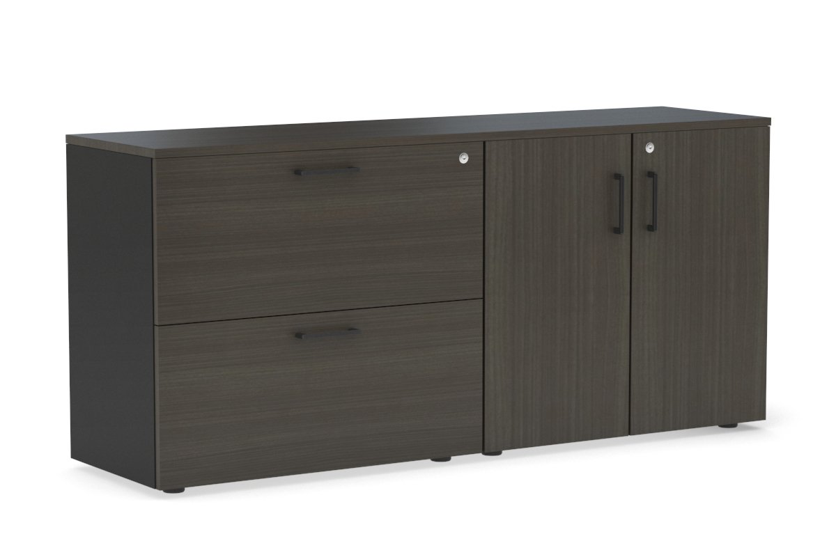2-Drawer Lateral File Cabinet with 2-Door Storage Cupboard - Office Organization & Document Storage Solution for Home & Business Workspaces