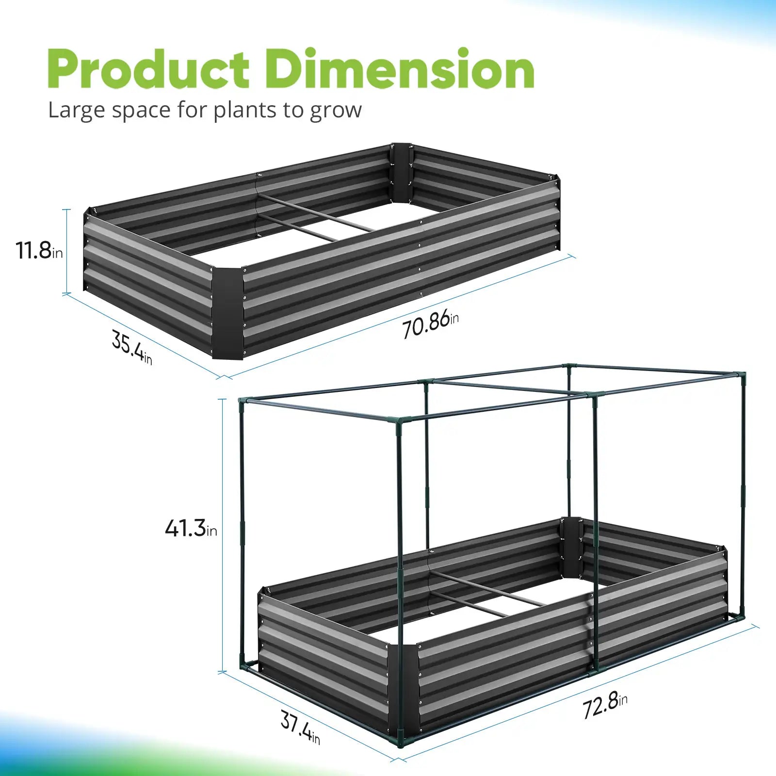 Durable Galvanized Steel Raised Garden Bed with Protective Netting - Perfect for Outdoor Gardening, Vegetables, Flowers, and Herbs