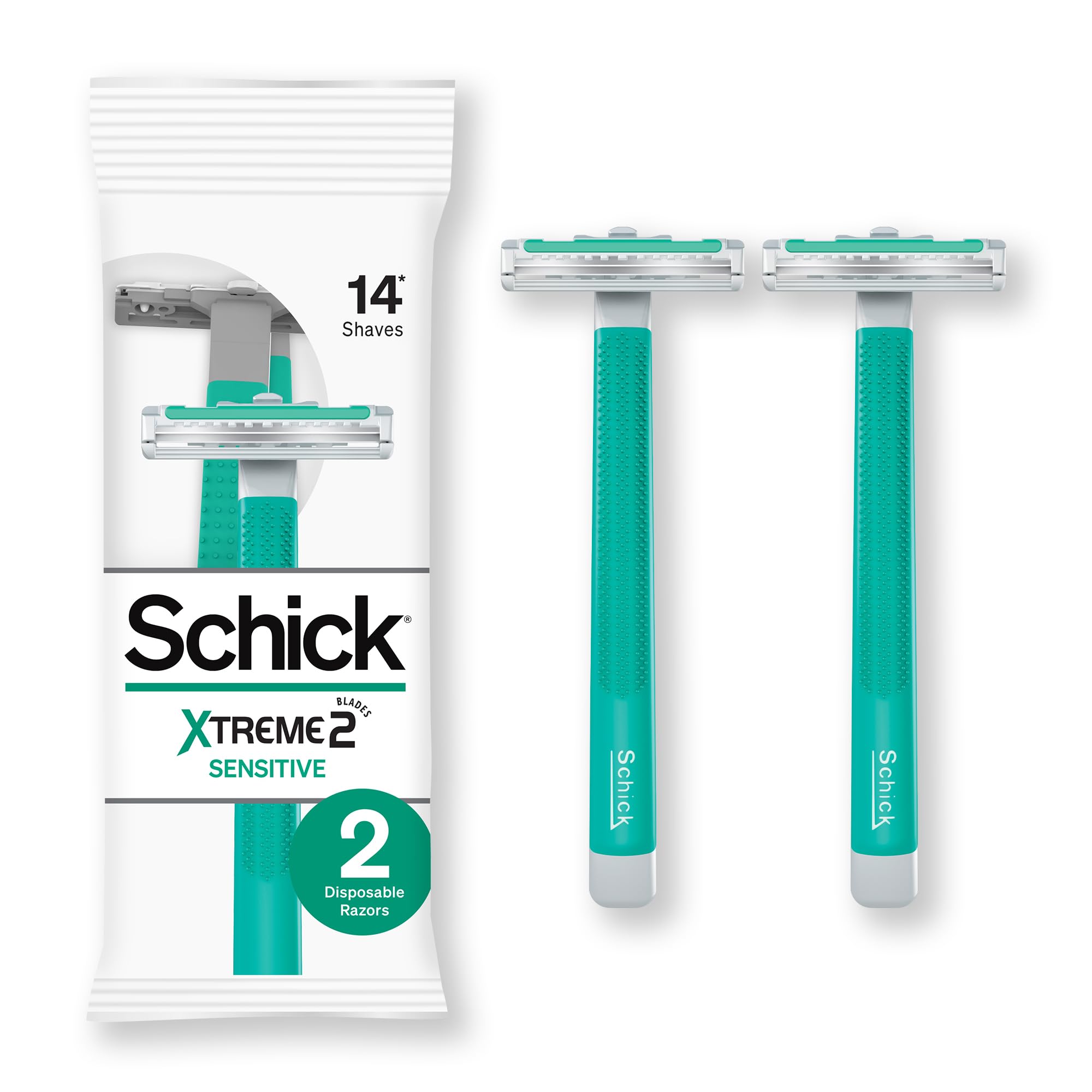 Schick Xtreme 2 Sensitive Disposable Razors for Men - 2ct (Pack of 36) 72 Razors Total - Hypoallergenic Blades for Sensitive Skin - Perfect for Travel, Gym & Daily Shaving