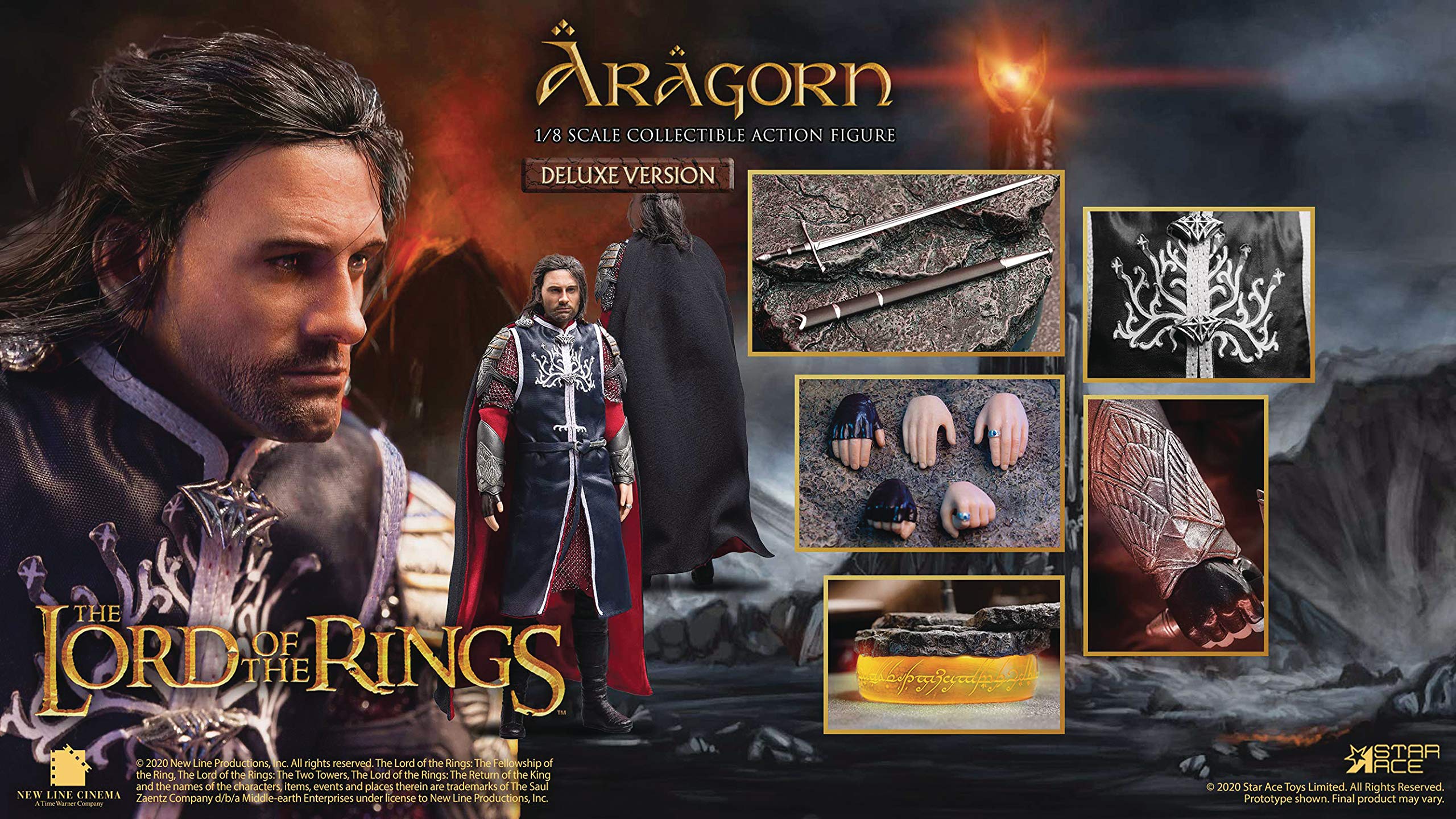 Star Ace Toys The Lord of The Rings: Aragorn 2.0 Deluxe Edition 1:8 Scale Collectible Action Figure - Perfect for LOTR Fans, Display & Collection