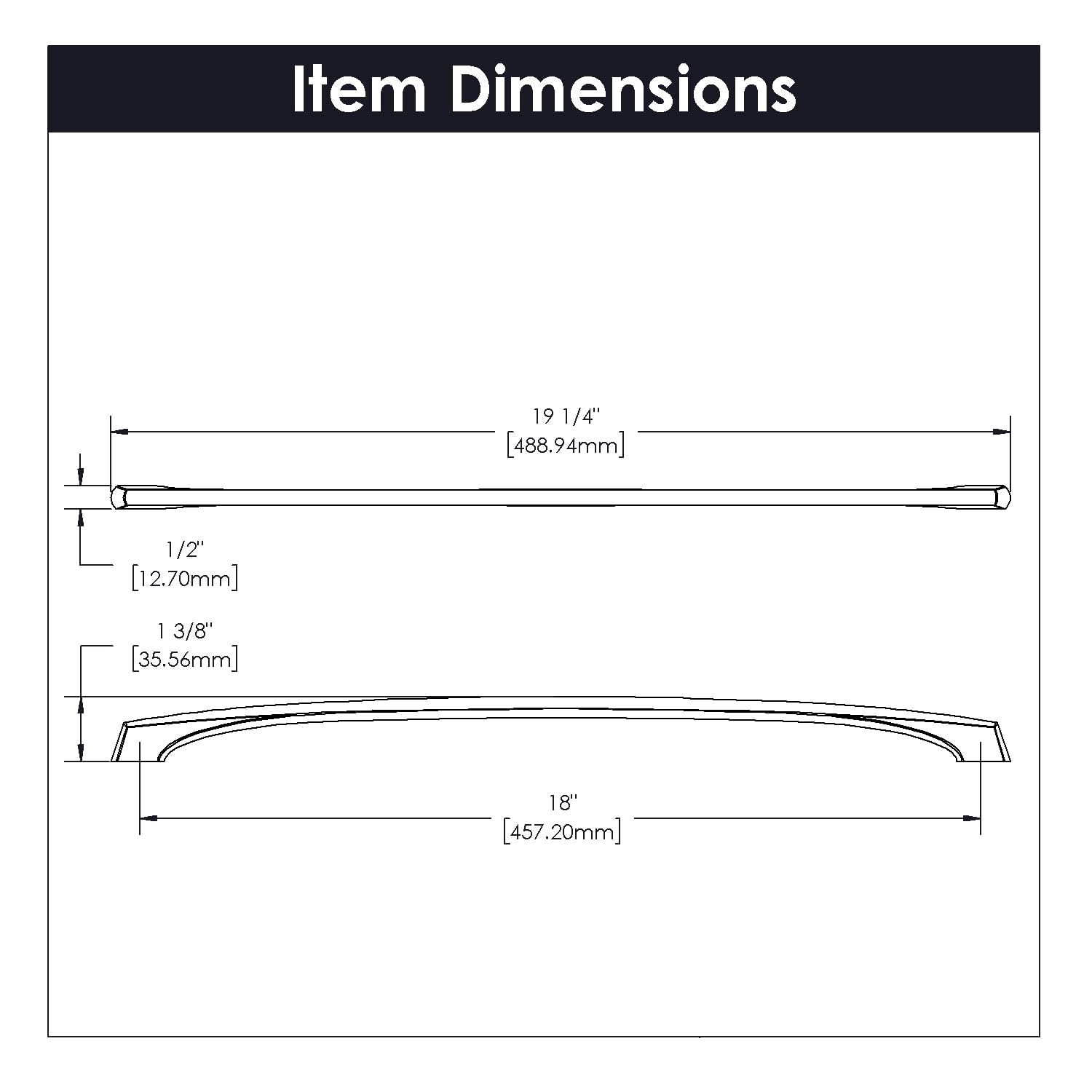 Luxury Hickory Solid Core Kitchen Cabinet Pulls - 18 Inch Hole Center Cabinet Handles for Doors & Dresser Drawers - Windover Antique Greenwich Collection - Perfect for Modern Kitchens, Bathroom Vanities & Furniture Upgrades