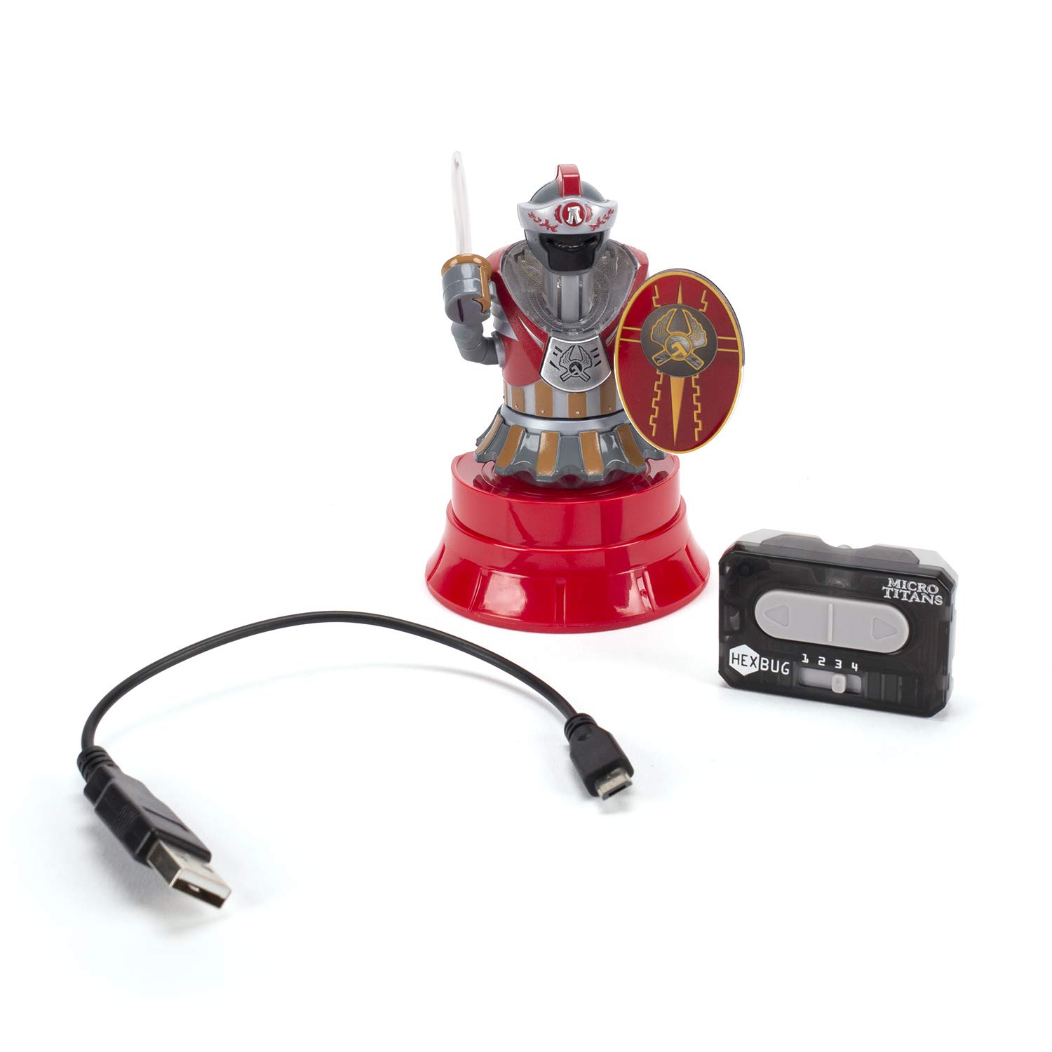 HEXBUG Micro Titans Centurion Single - Remote Control Battle Robot Toy for Kids & Adults - Interactive RC Robot with Combat Action (Red) | STEM Learning Toy, Birthday Gift Idea for Boys & Girls | Perfect for Indoor Battles, Robot Wars & STEM Playtime
