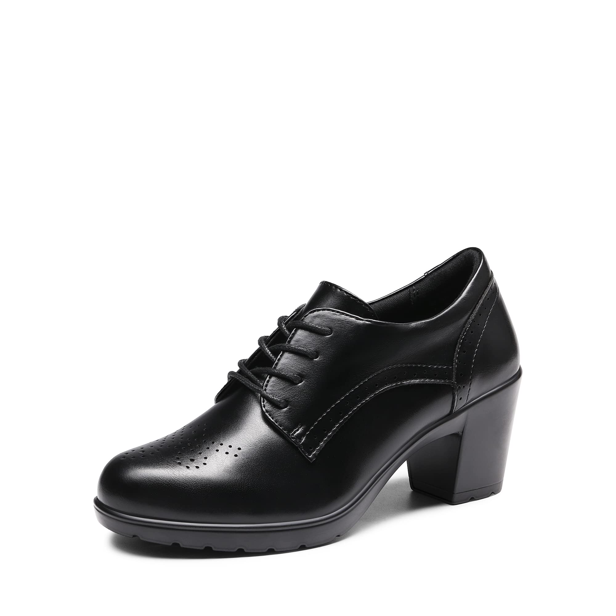 DREAM PAIRS Women's Chunky Heels - Pointed Toe Oxford Shoes for Work, Office & Party | Comfortable High Heel Dress Shoes for Women