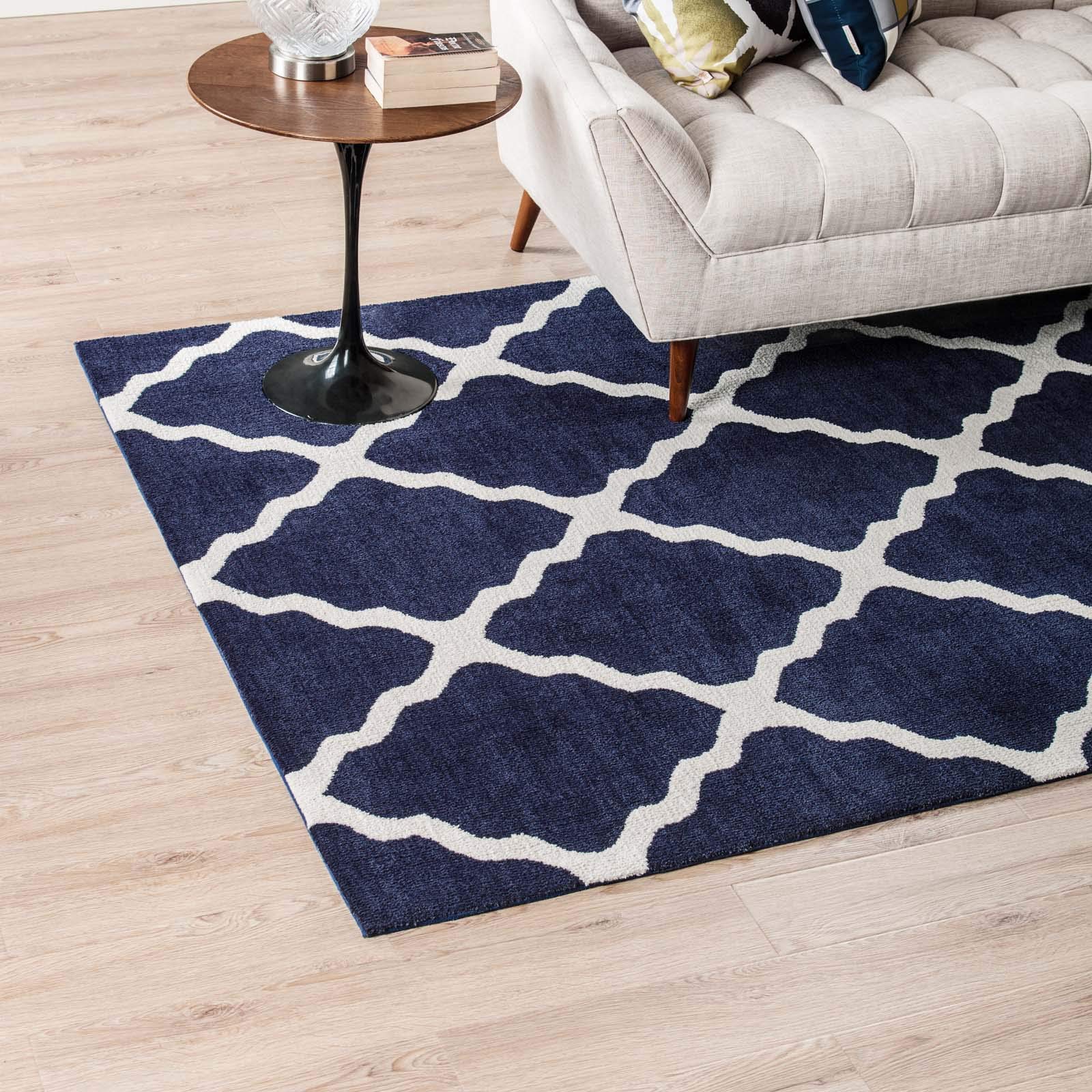 Modern Contemporary Urban Living Room Rug - Soft Fabric Area Carpet Runner in White Ivory - Perfect for Lounge, Bedroom & Home Decor