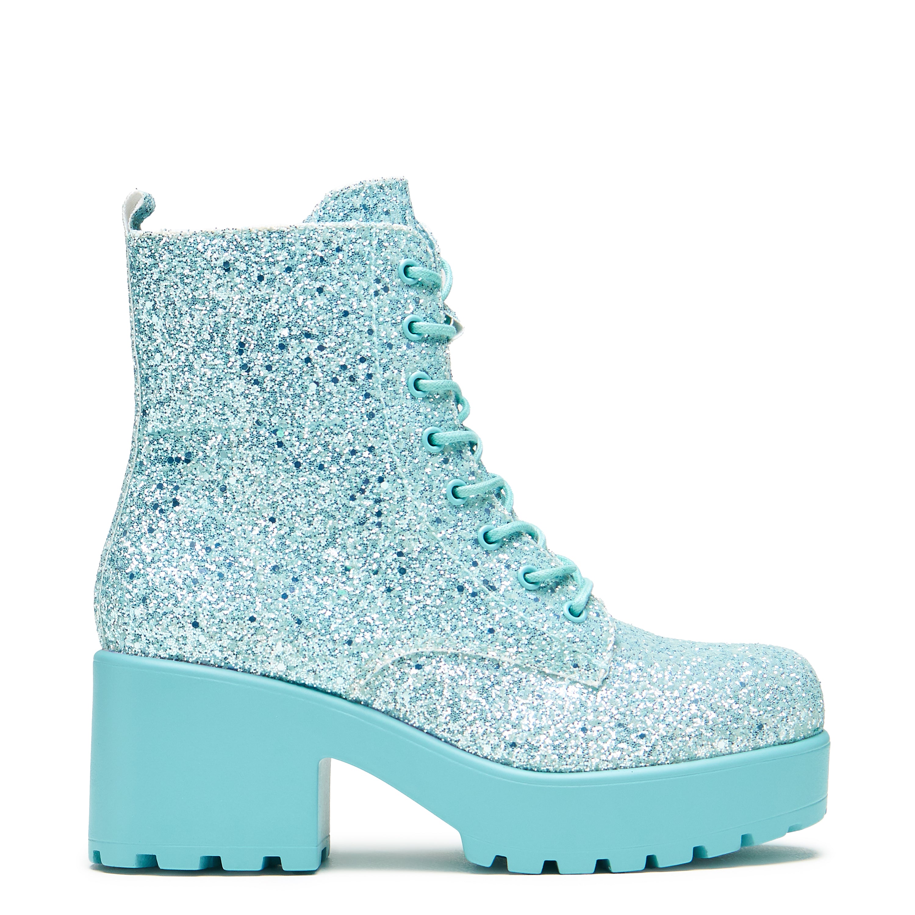 Enchanted Wizard Spell Platform Glitter Boots in Aqua - Perfect for Cosplay, Halloween Costumes & Fantasy Themed Parties