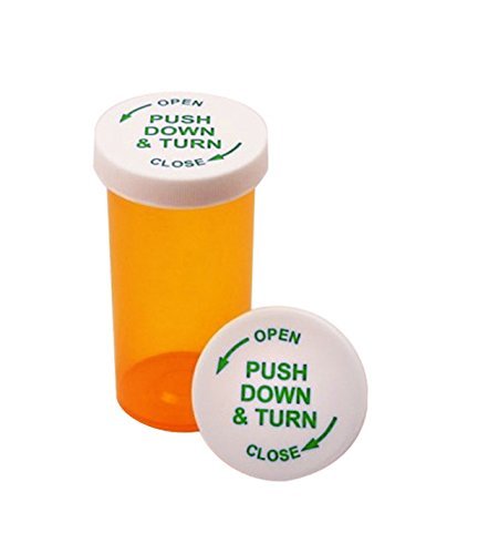 24 Pack Child Resistant Prescription Bottles - 16 Dram Plastic Pill Vials with Push Down & Turn Caps - Ideal for Medication Storage & Travel Organizer