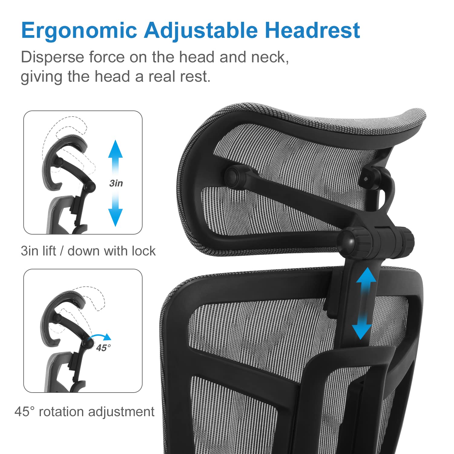 Ergonomic Office Chair - High Back Adjustable Desk Chair with Lumbar Support & Headrest - Big & Tall Executive Computer Task Chair for Home Office - Perfect for Long Work Hours & Gaming Sessions