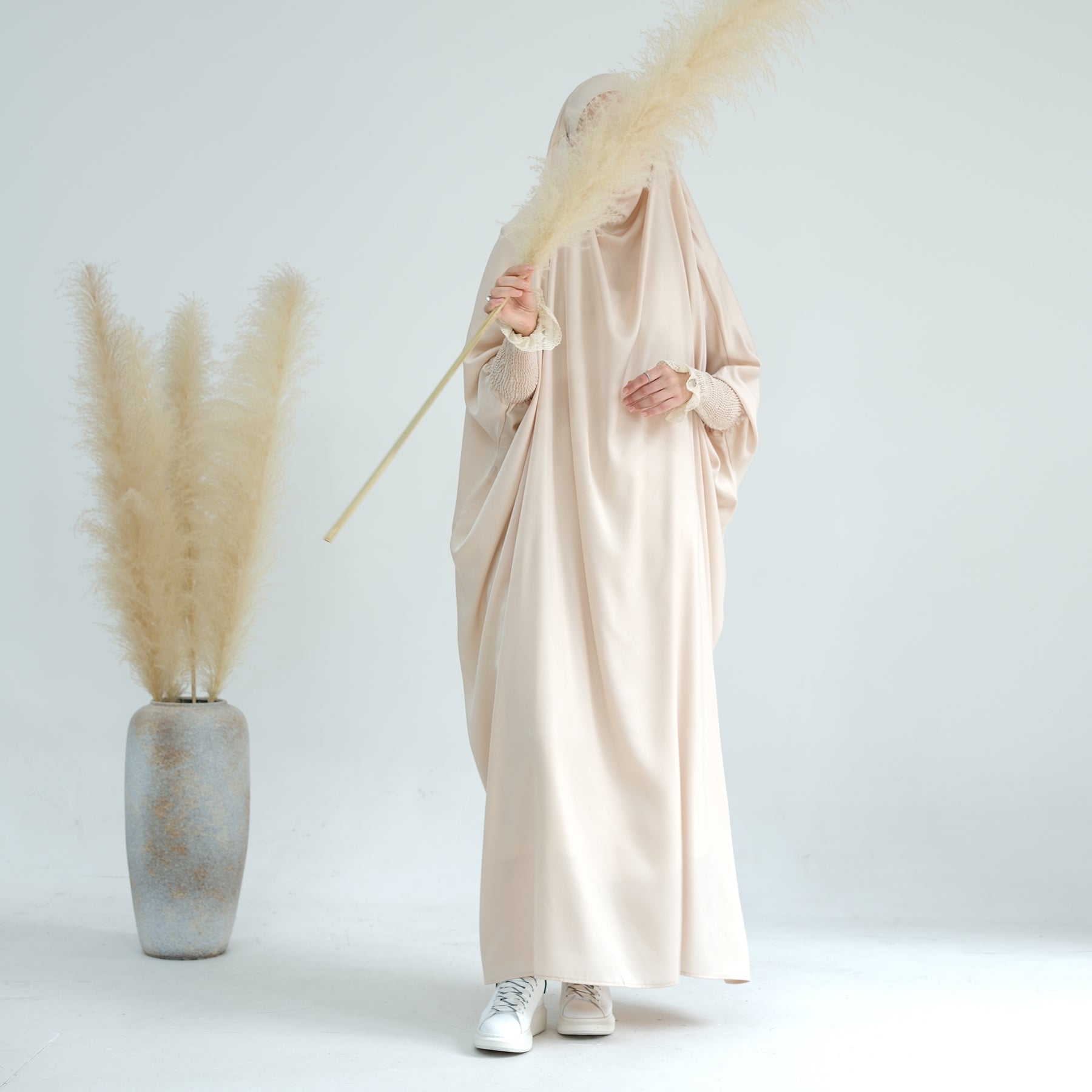 Marwa Satin Jilbab - Premium Linen Hijab for Women - Perfect for Prayer, Work & Everyday Wear