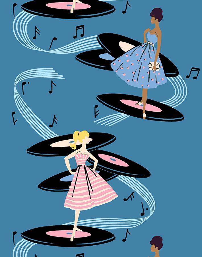 Barbie™ Galaxy Records Wallpaper - Lapis Blue Peel and Stick Removable Wallpaper for Bedroom, Living Room & Nursery Decor