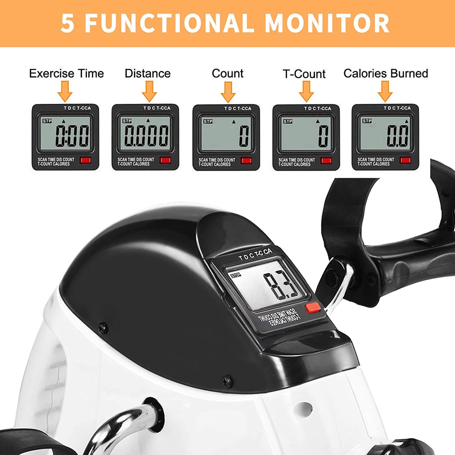 Under Desk Bike Pedal Exerciser - Mini Exercise Bike for Home & Office, Portable Foot Peddler for Physical Therapy, Leg & Arm Workout Equipment, Adjustable Sitting Pedal Exerciser for Elderly, Men & Women - Perfect for Sedentary Workers & Home Rehab