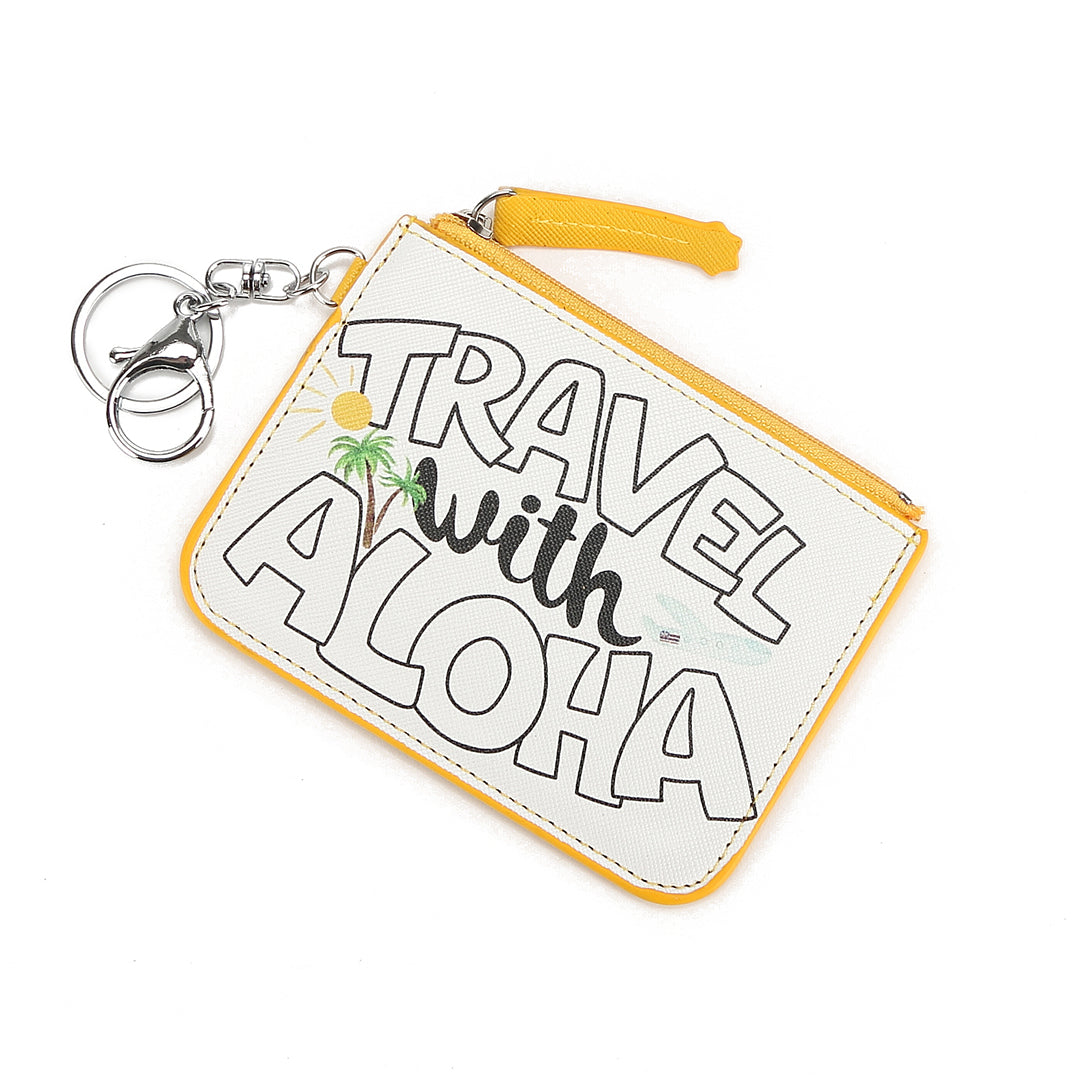 Premium Aloha White Card Holder - Slim RFID Blocking Travel Wallet for Credit Cards & IDs - Perfect for Vacations, Beach Trips & Everyday Use