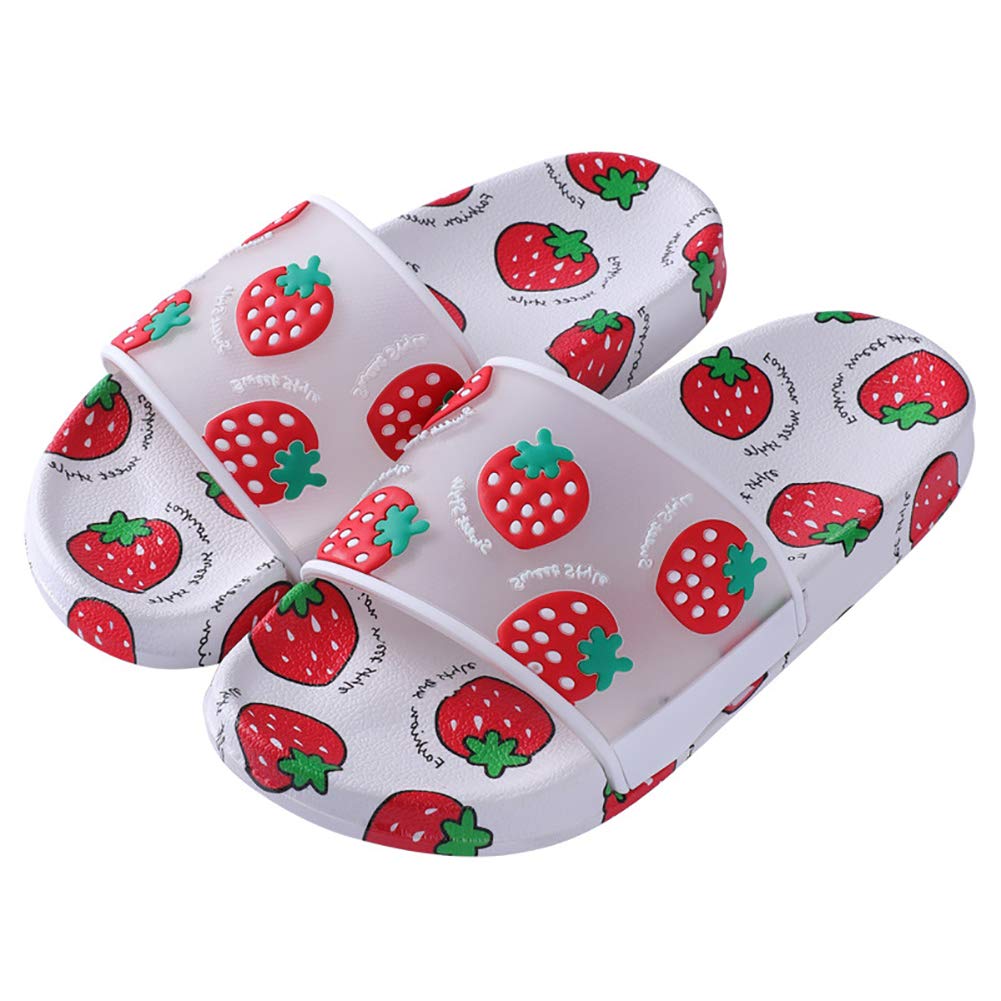 NUZYZ Women's Strawberry Fruit Slip-On Slippers - Cute Summer Flat Sandals with Anti-Slip Sole for Indoor, Shower & Casual Wear - Comfortable House Shoes for Relaxing at Home