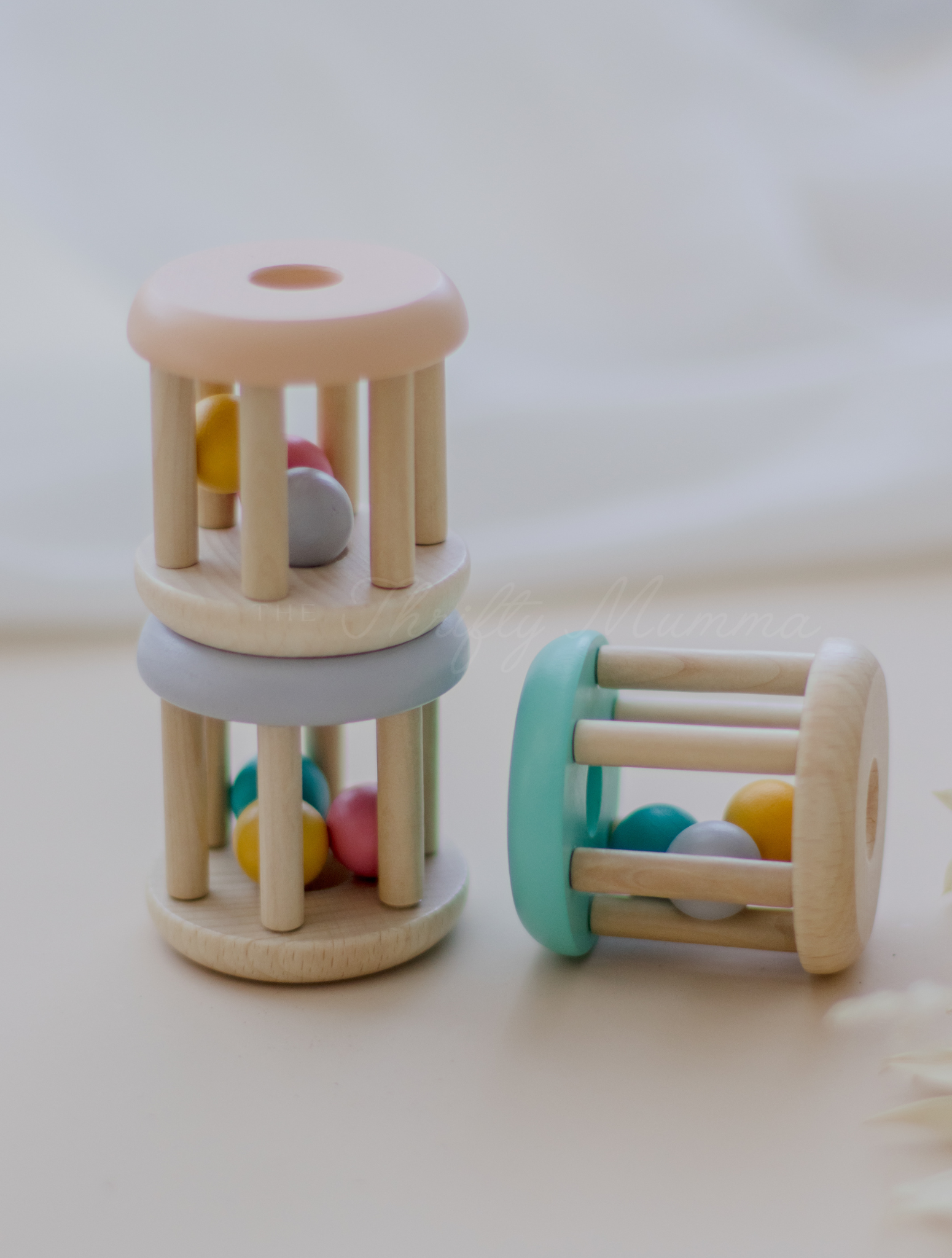 Two Tone Wooden Baby Shaker Rattle - Natural Wooden Musical Toy for Infants & Toddlers - Perfect for Sensory Play, Early Learning & Developmental Activities