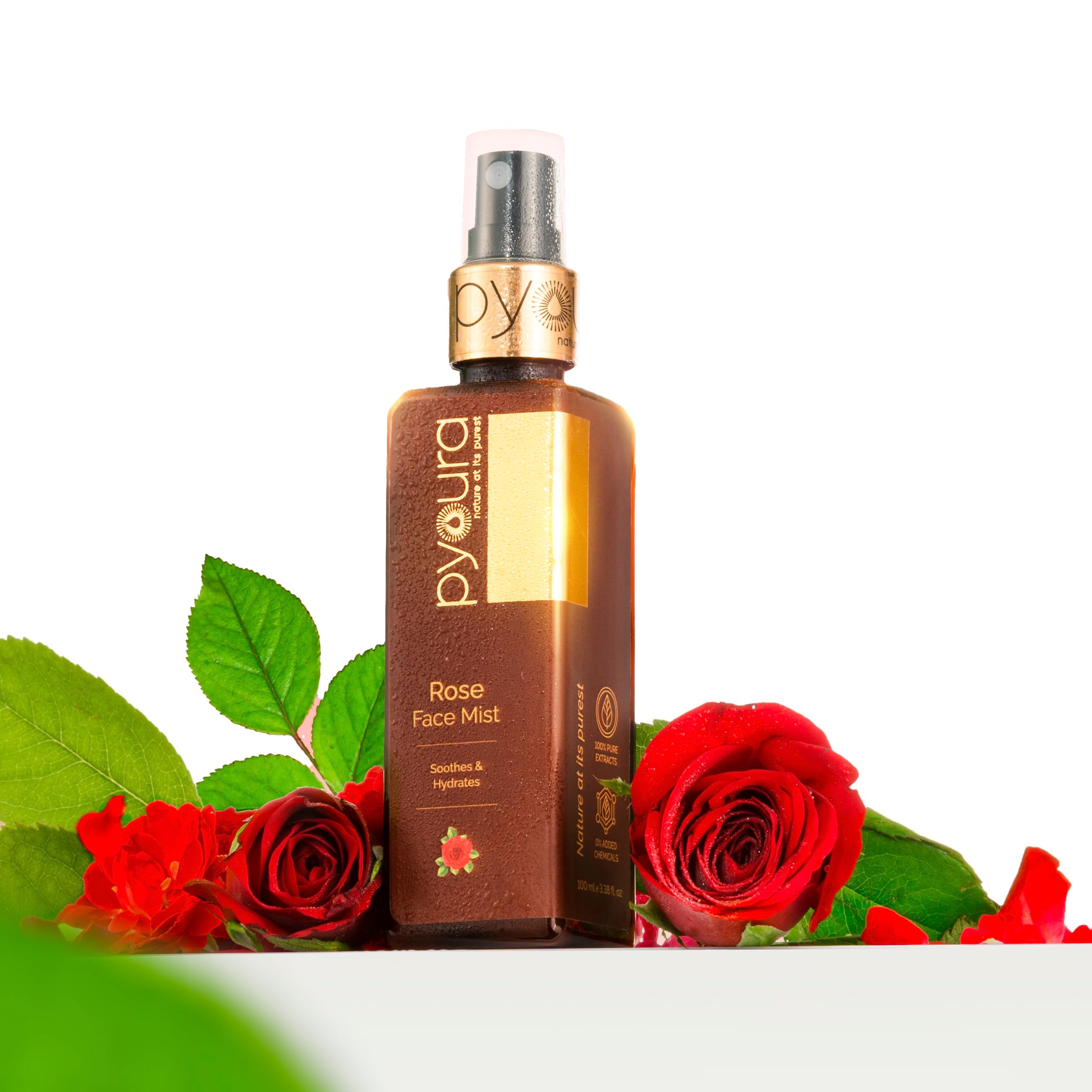 PYOURA 100% Organic Rose Water Face Mist - 100ml Hydrating Toner for Dry Skin, Glowing Complexion & Pore Tightening | Unisex Facial Spray for Women & Men | Perfect for Daily Skincare, Post-Workout Refresh & Makeup Setting