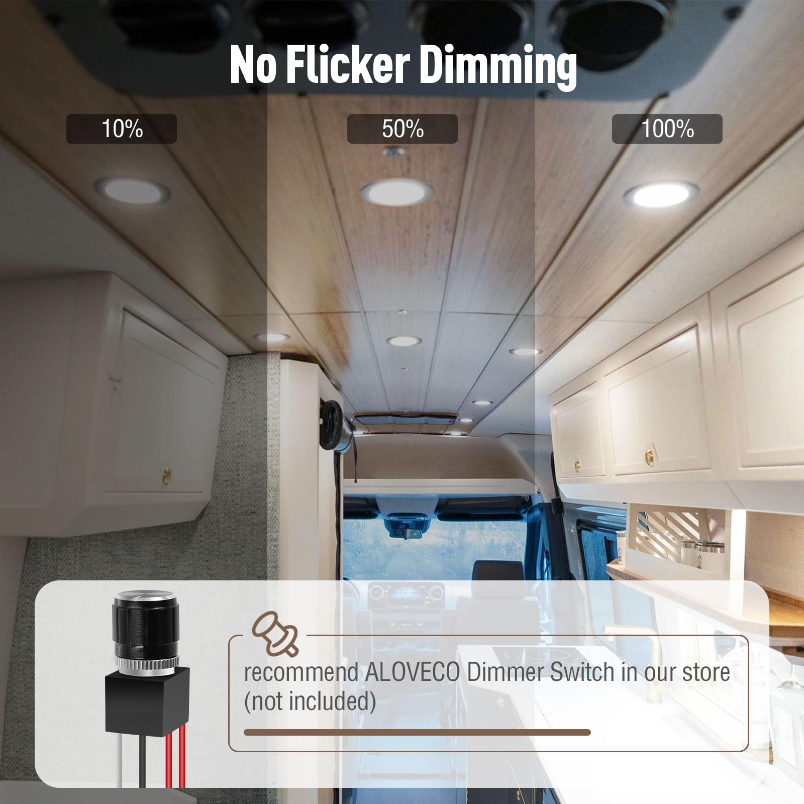 ALOVECO 12V Dimmable LED RV Interior Lights - 4000K Natural White, Ultra-Thin Waterproof Design for Campers, Motorhomes, Sailboats & Yachts (8-Pack) - Perfect for Cozy Lighting in Tight Spaces