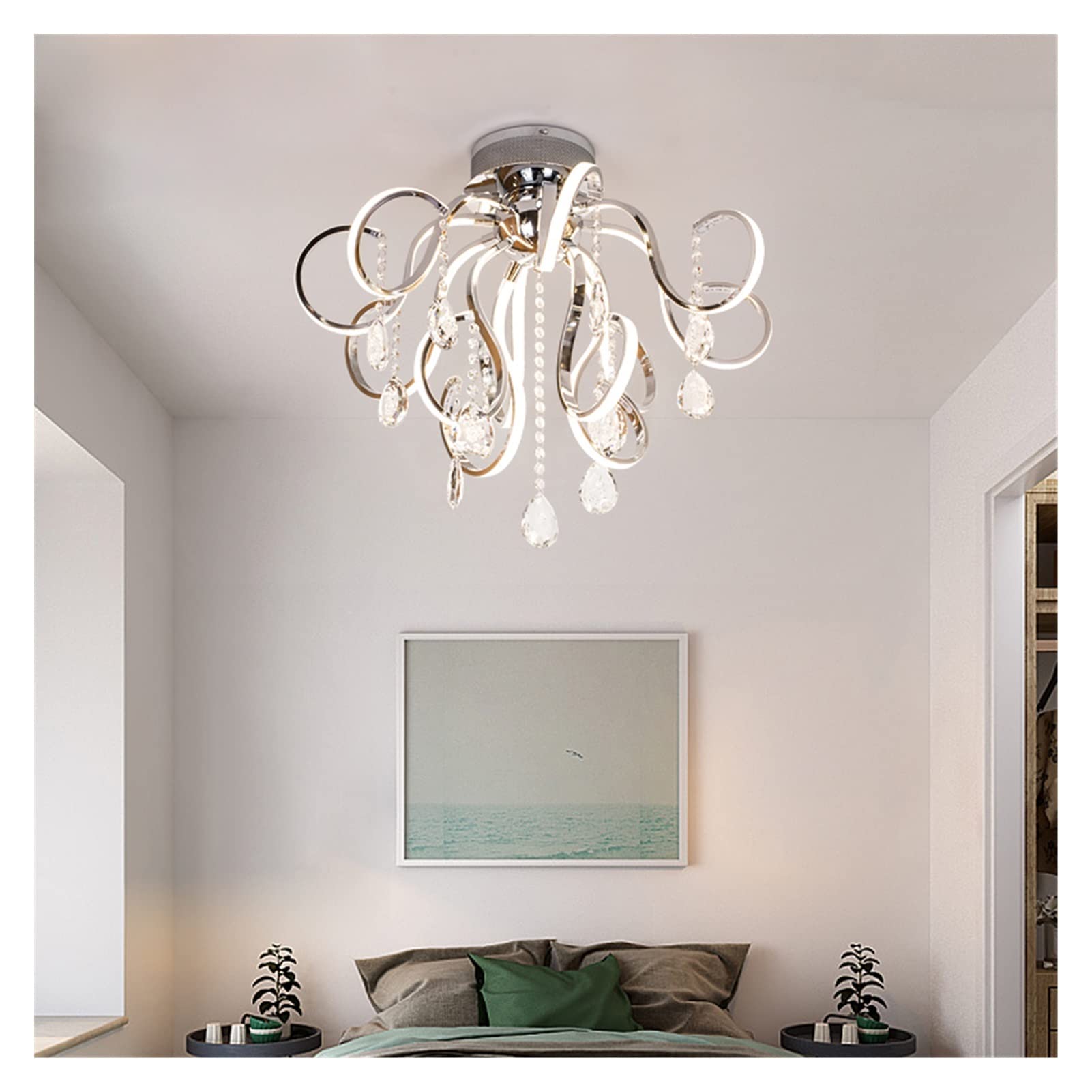 AAXYZX Modern LED Chandelier - Gold/Silver Luxury Ceiling Light Fixture for Living Room, Bedroom & Restaurant Decor | Energy-Efficient Hanging Lamp for Home & Commercial Spaces