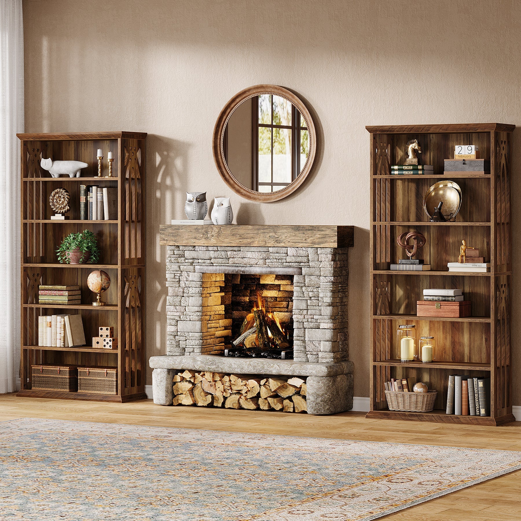 6-Tier Bookshelf - 75 Book Storage Bookcase with Display Shelves, Modern Etagere for Living Room, Bedroom, Office & Study Organization