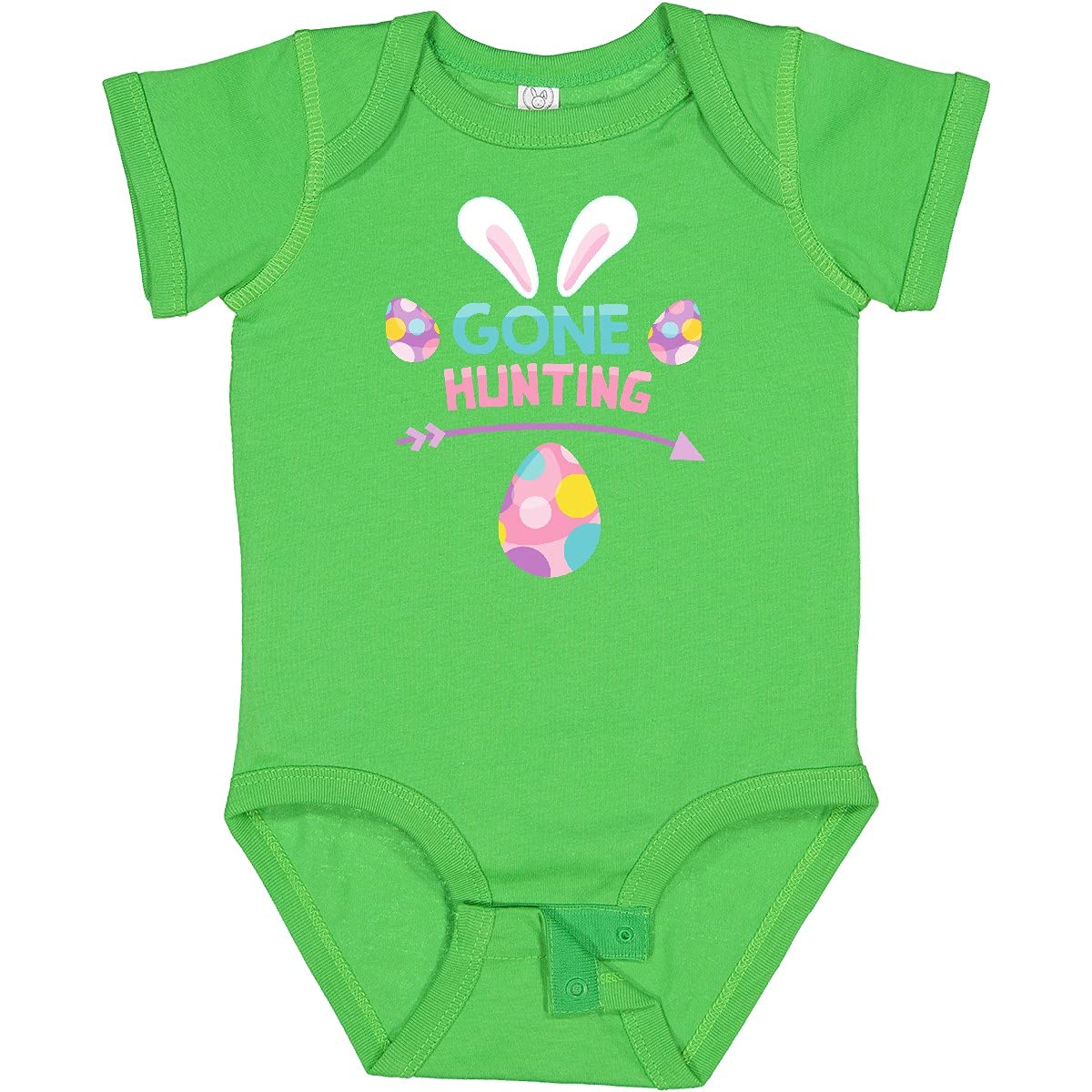 Easter Bunny Ears Baby Bodysuit - Hunting & Eggs Design
