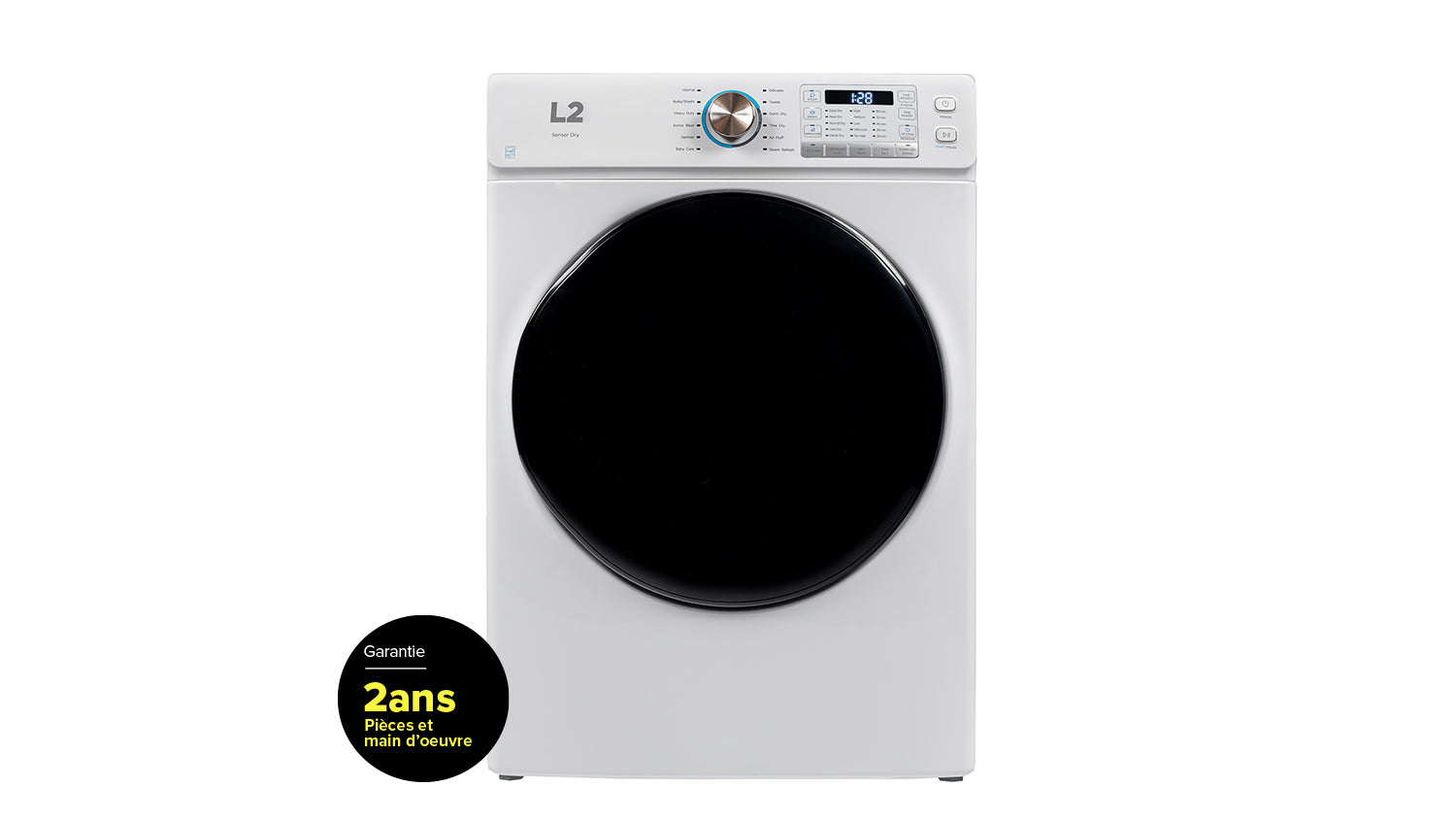 L2 White Electric Dryer (8.0 Cu. Ft) LE52N3AWW - Large Capacity Energy Efficient Clothes Dryer for Home & Laundry Room - Perfect for Families, Apartments & Laundromats