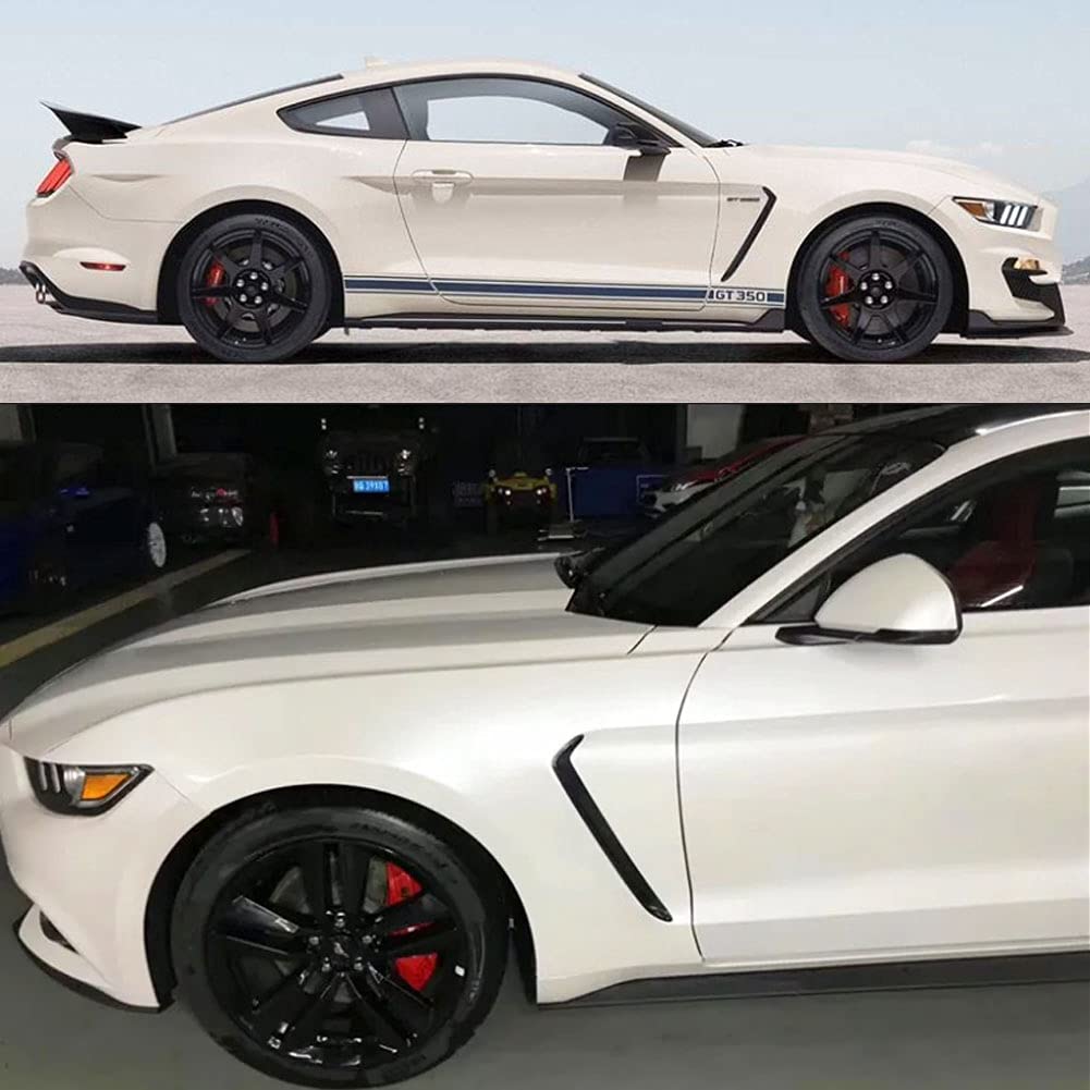 Carbon Fiber Side Fender Air Vent Trim for Ford Mustang Shelby GT350 2019-2023 | Front Bumper Fins & Splitters | Air Vent Outlet Covers | Enhances Aerodynamics & Style for Racing & Street Performance