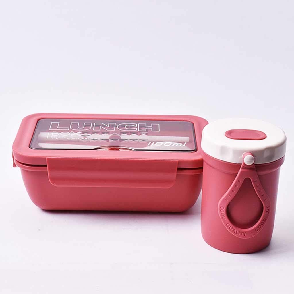 CUJUX Microwave Lunch Box with Compartments - Portable Bento Box, Japanese Style Leakproof Food Container with Tableware (Color E) - Ideal for Office, School & Picnic Meals