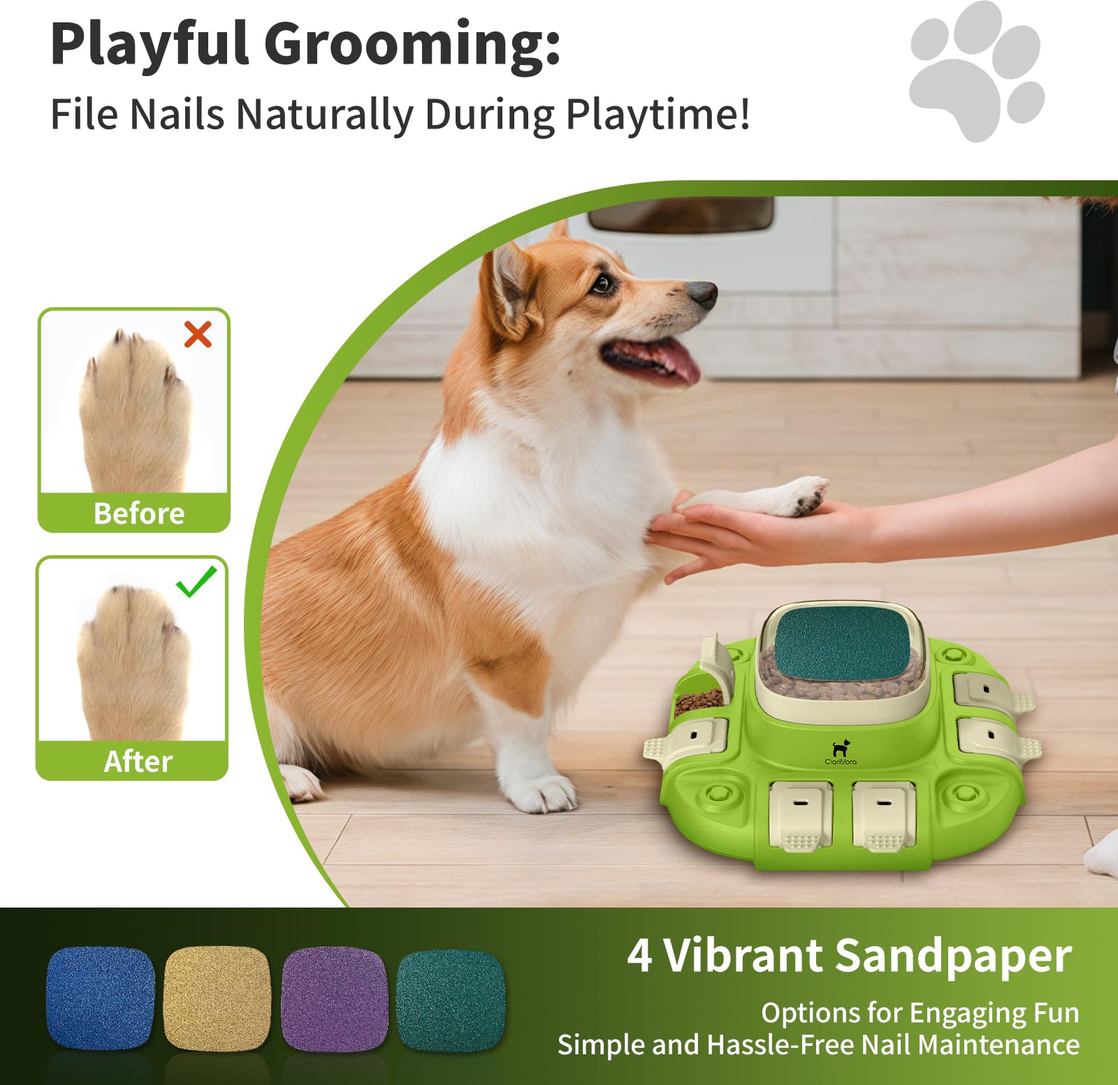 Interactive Dog Toys for Mental Stimulation - Slow Feeder Dog Bowls, Puzzle Toys & Nail File - Customizable Food Dispensing Enrichment Toys to Keep Puppies Busy (Green) - Perfect for Training, Boredom Relief & Mealtime Fun