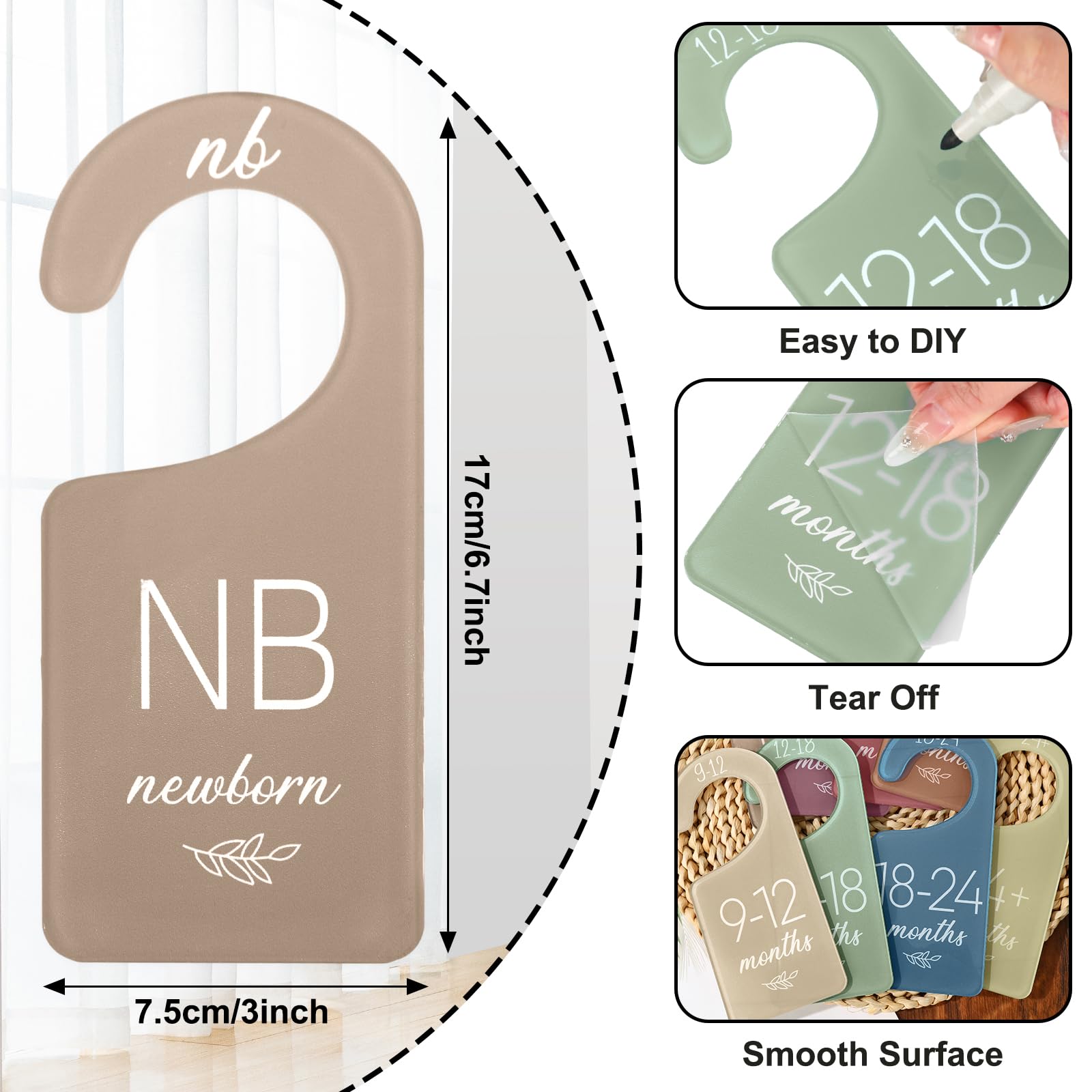 Whaline 8-Piece Boho Baby Clothes Hangers & Closet Organizers - 6.7 x 3 Inch Acrylic Dividers for Nursery, Baby Wardrobe & Kids Room Organization - Perfect for Newborn Clothing Storage & Nursery Decor