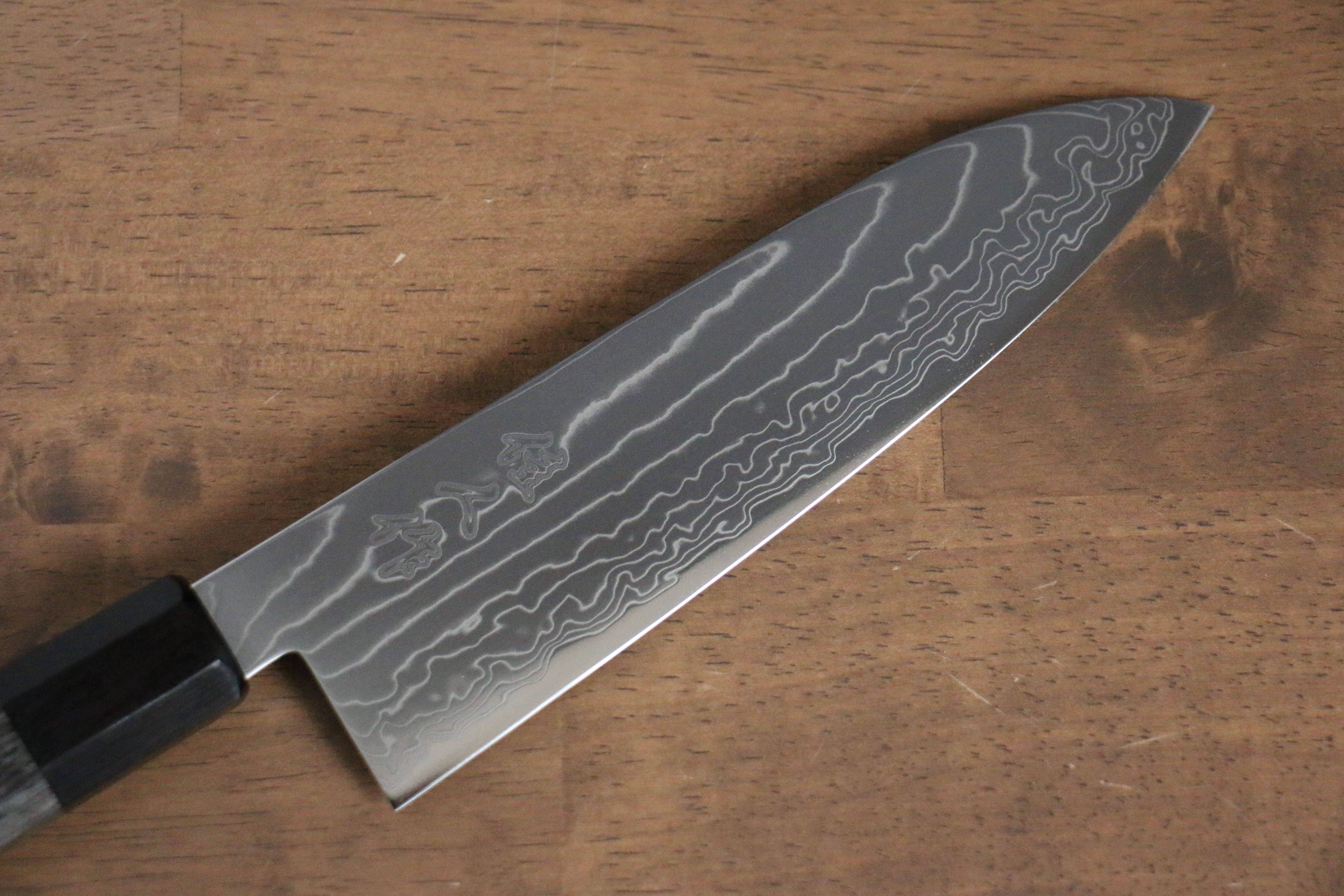 Premium Kajin Cobalt Special Steel Damascus Santoku Knife 180mm - Gray Pakka Wood Handle Japanese Chef Knife for Slicing, Dicing & Precision Cutting - Perfect for Home Kitchen & Professional Use